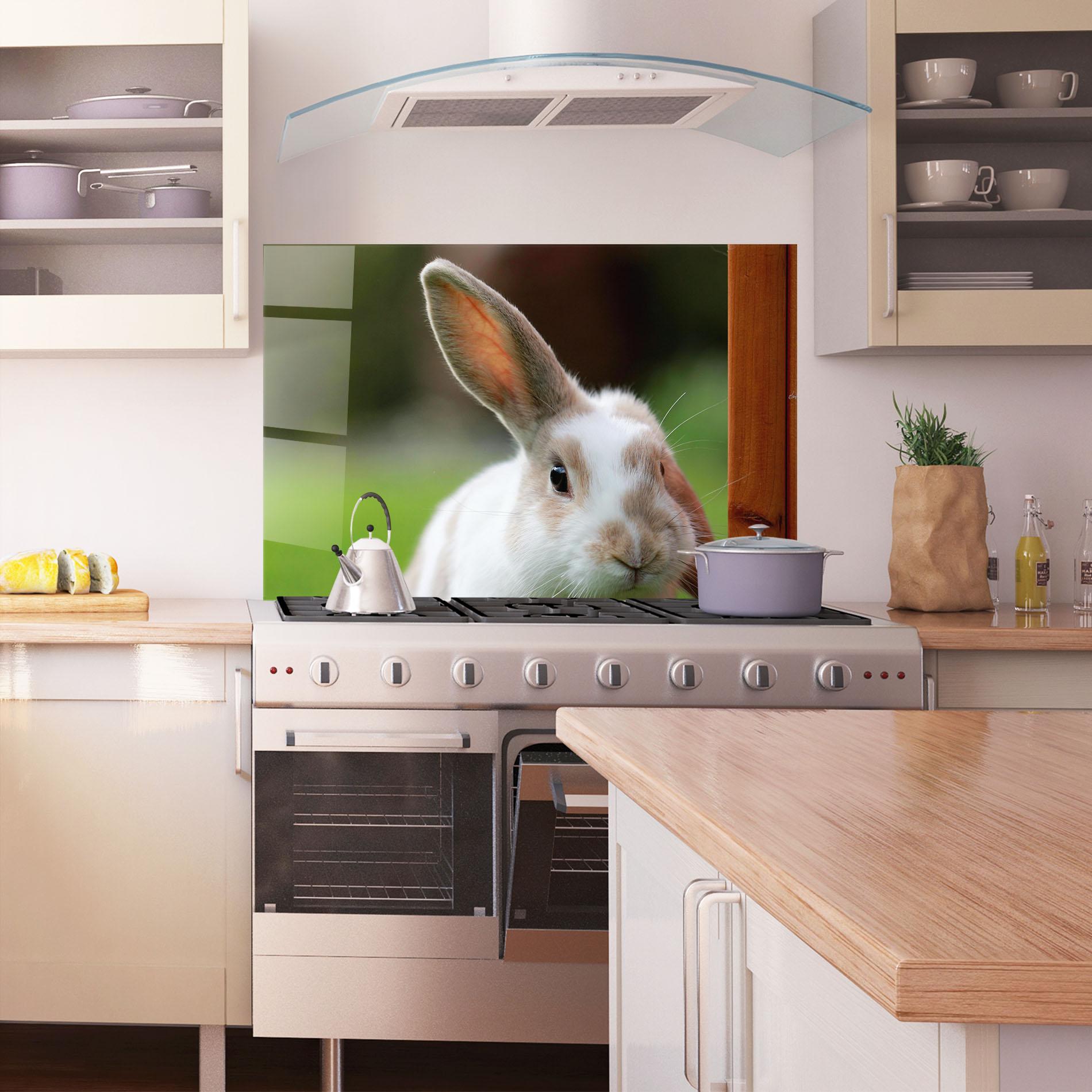 Konyhai üveg hátfal Up Ear Bunny mockup 1