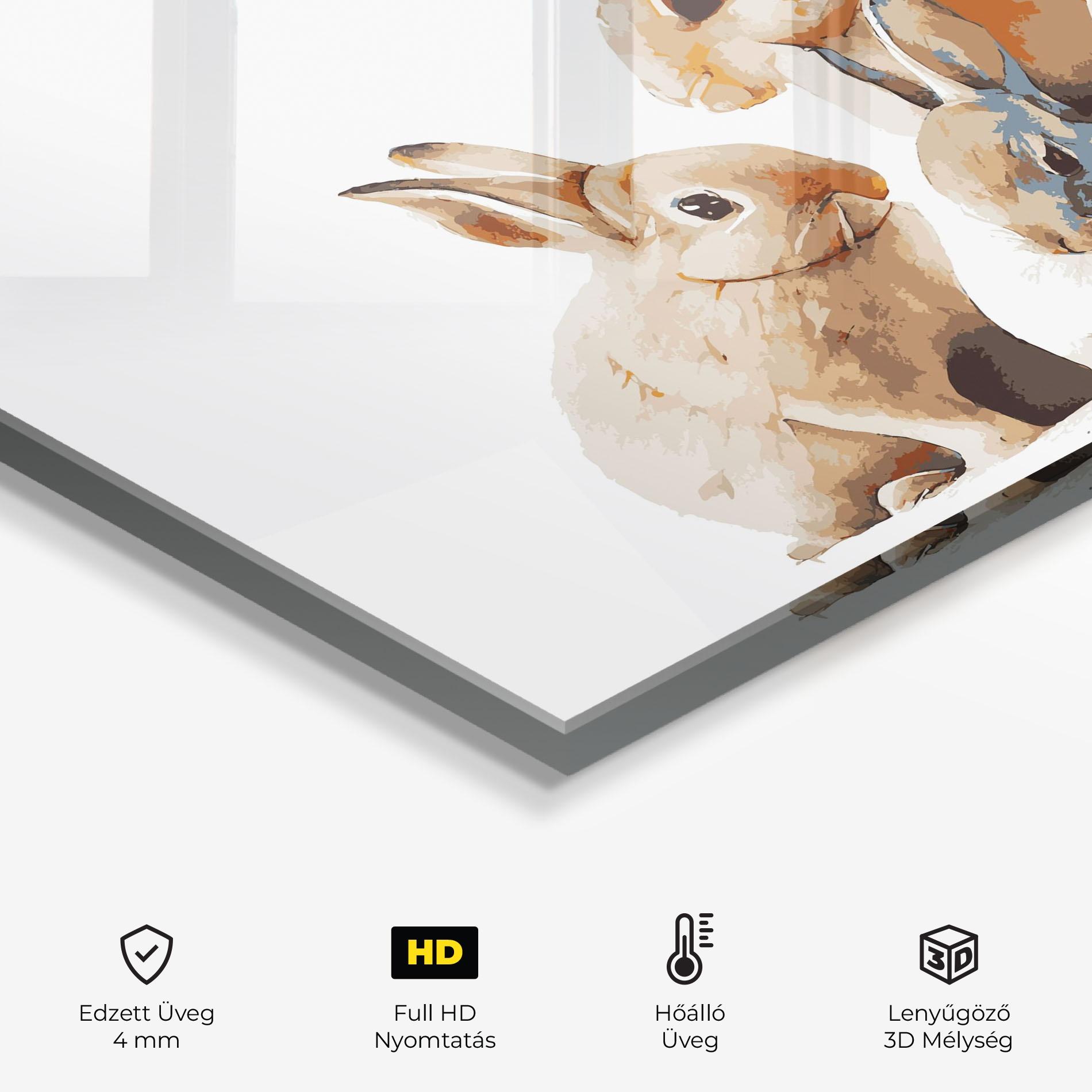 Konyhai üveg hátfal Bunny Family mockup 2