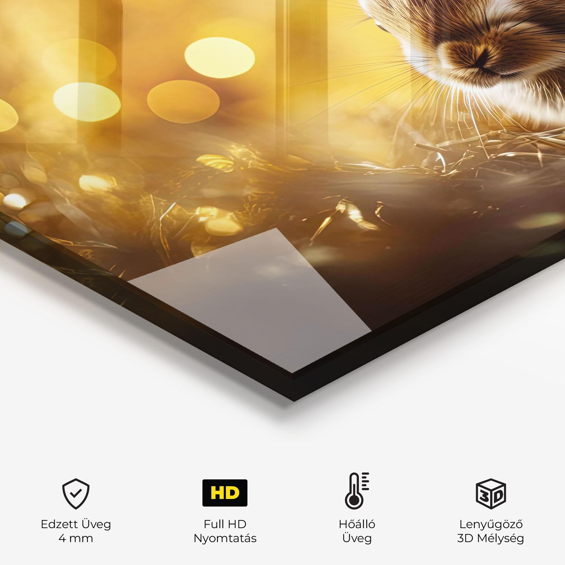 Konyhai üveg hátfal Gold Lights Bunny mockup 2
