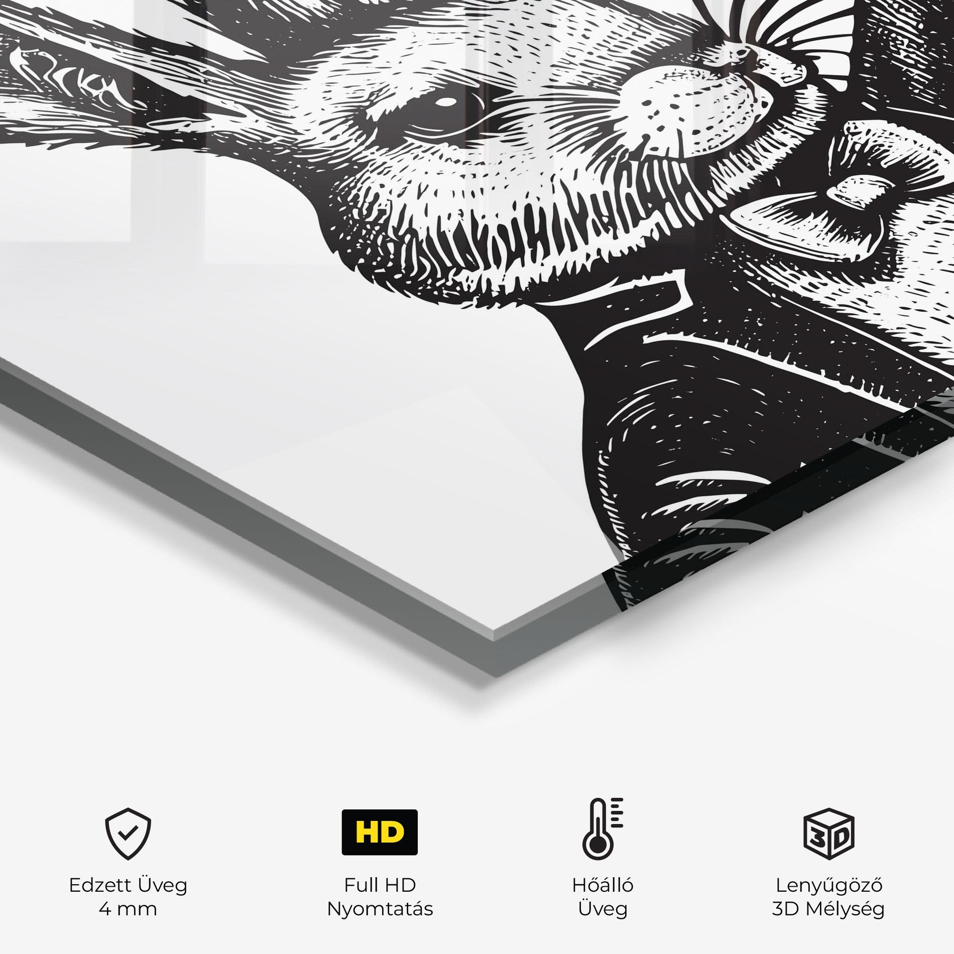 Konyhai üveg hátfal Selfie Bunny mockup 2