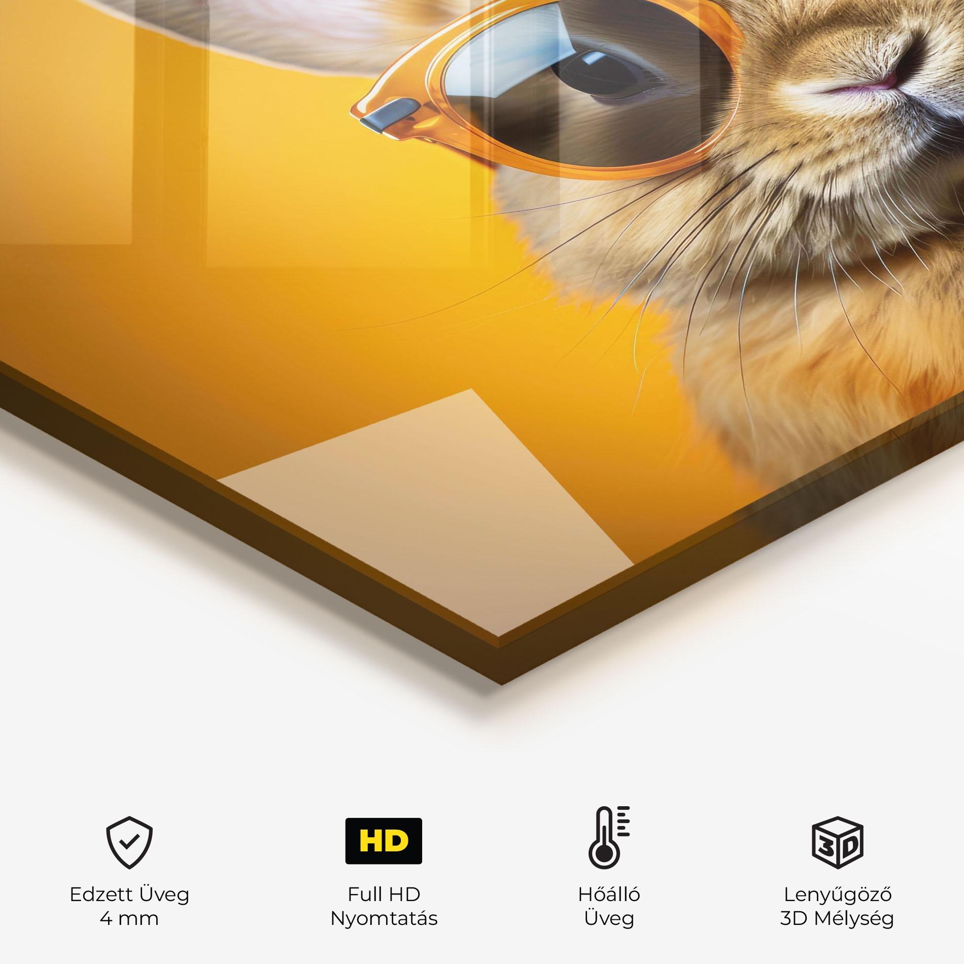 Konyhai üveg hátfal Sunglasses Orange Rabbit mockup 2