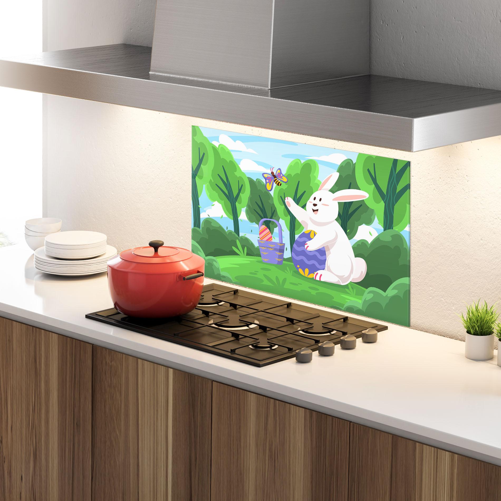 Konyhai üveg hátfal Easter Rabbit mockup 4
