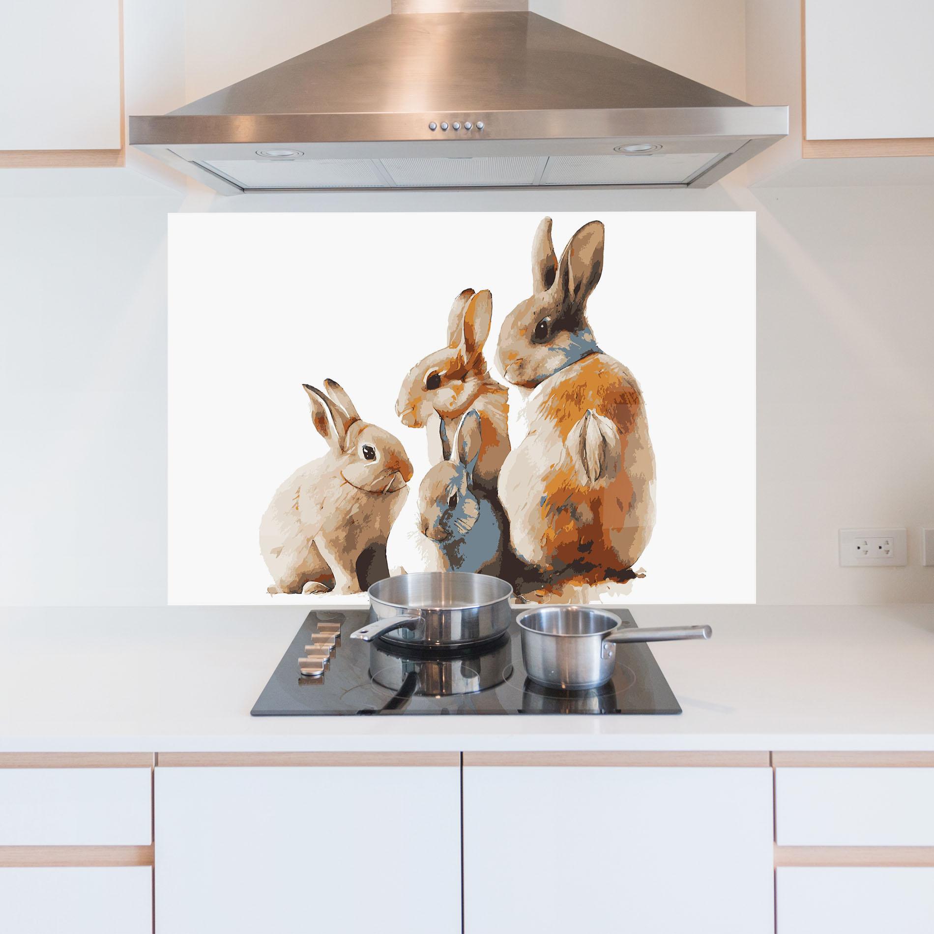 Konyhai üveg hátfal Bunny Family mockup 5