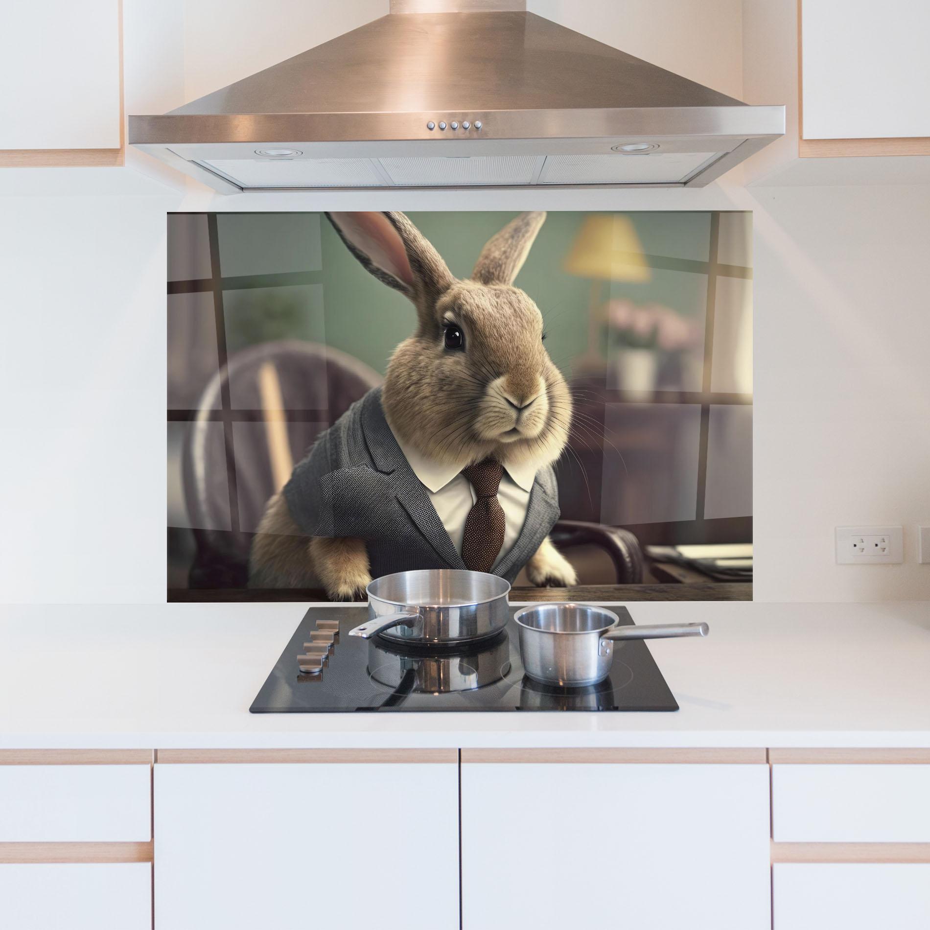 Konyhai üveg hátfal Business Suit Bunny mockup 5
