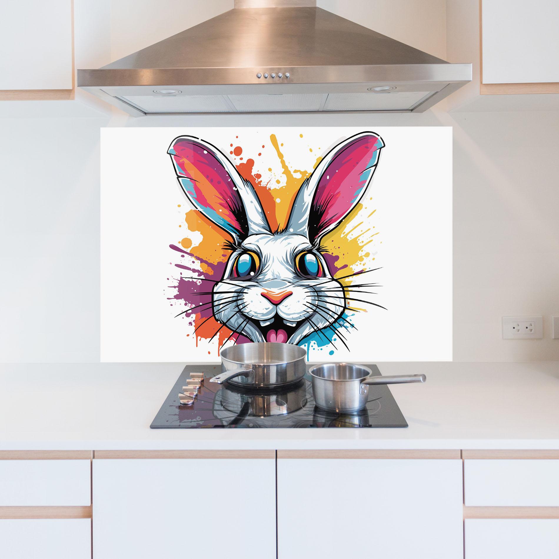 Konyhai üveg hátfal Crazy Bunny mockup 5