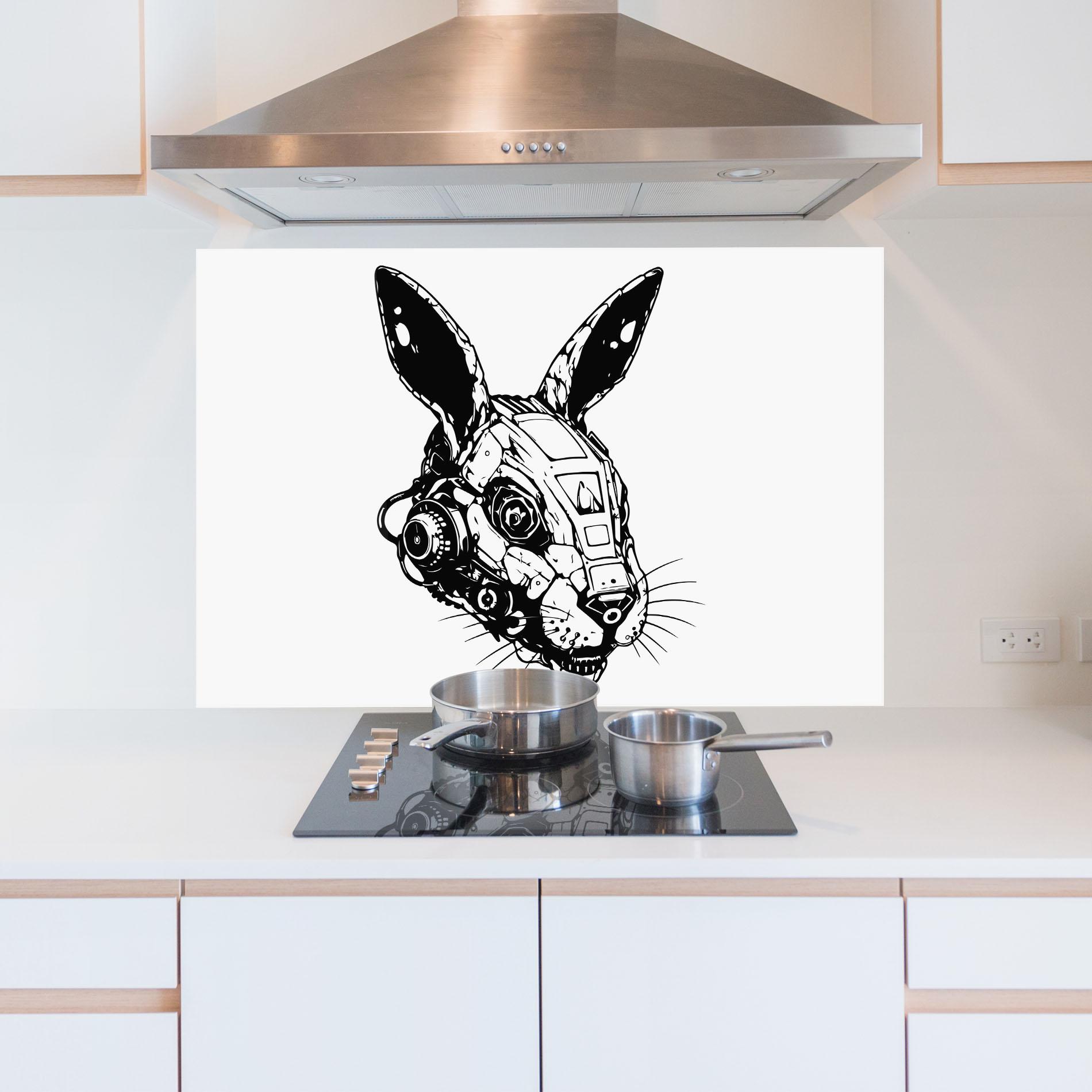Konyhai üveg hátfal Rabbit Cyborg mockup 5