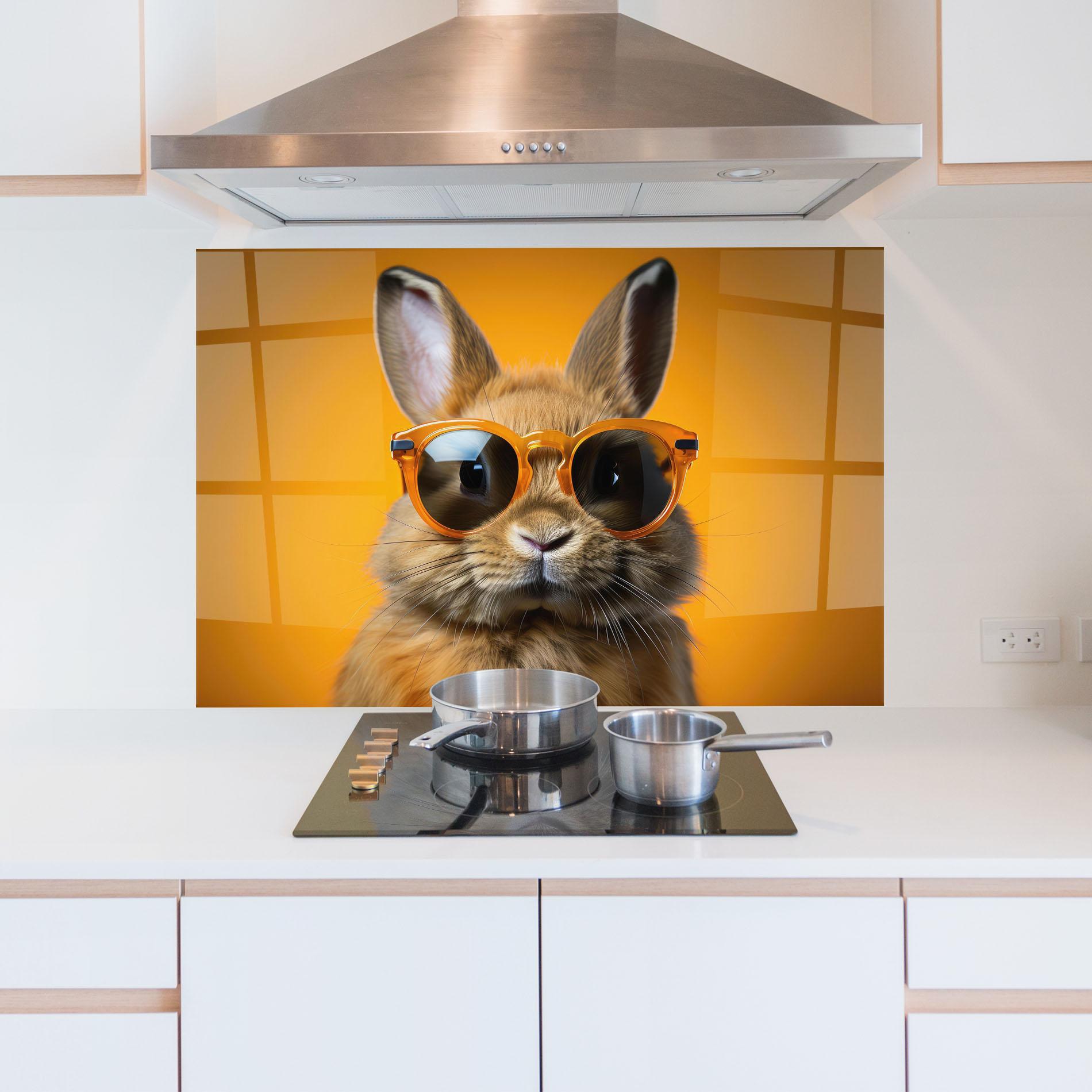 Konyhai üveg hátfal Sunglasses Orange Rabbit mockup 5