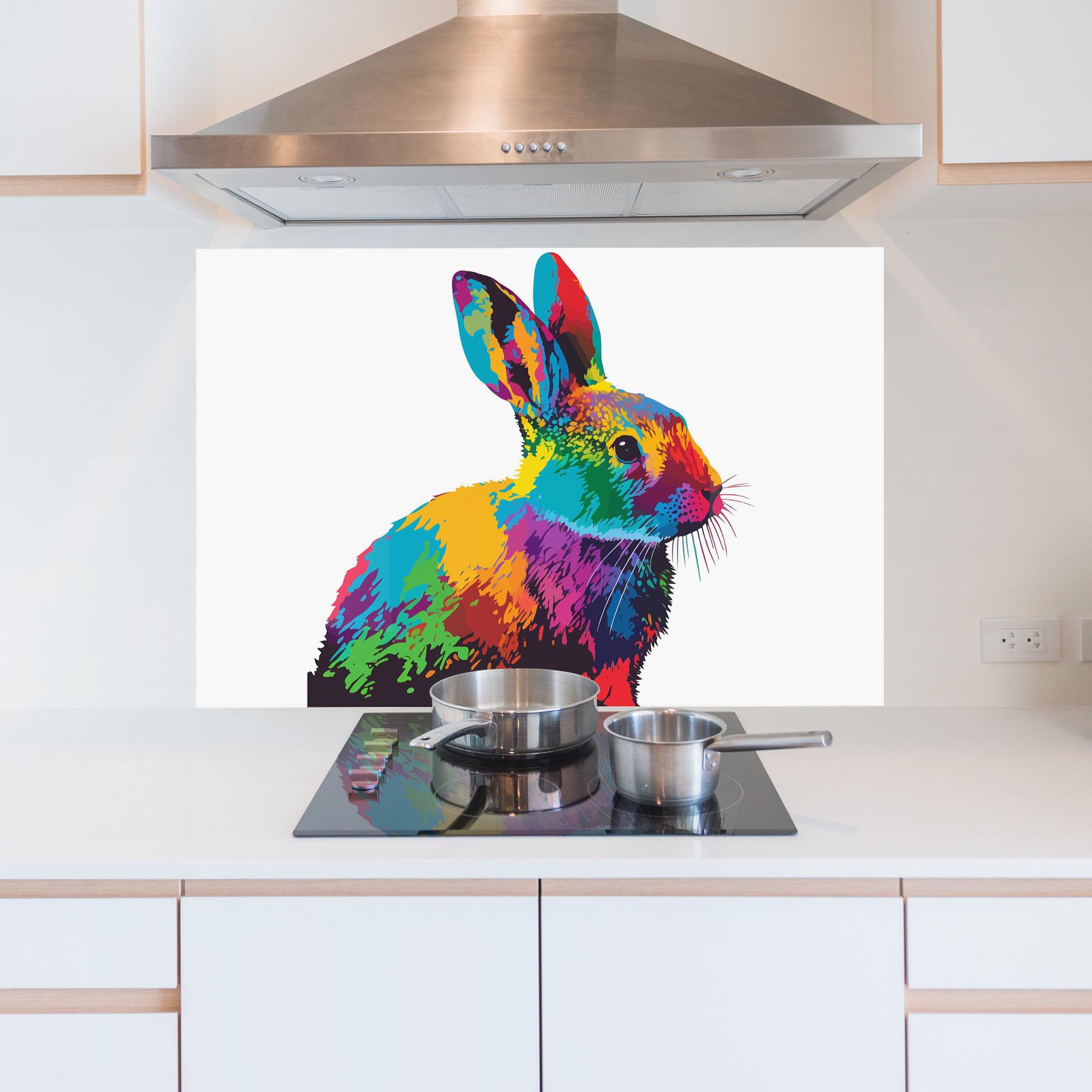 Konyhai üveg hátfal Yellow Blue Bunny mockup 5
