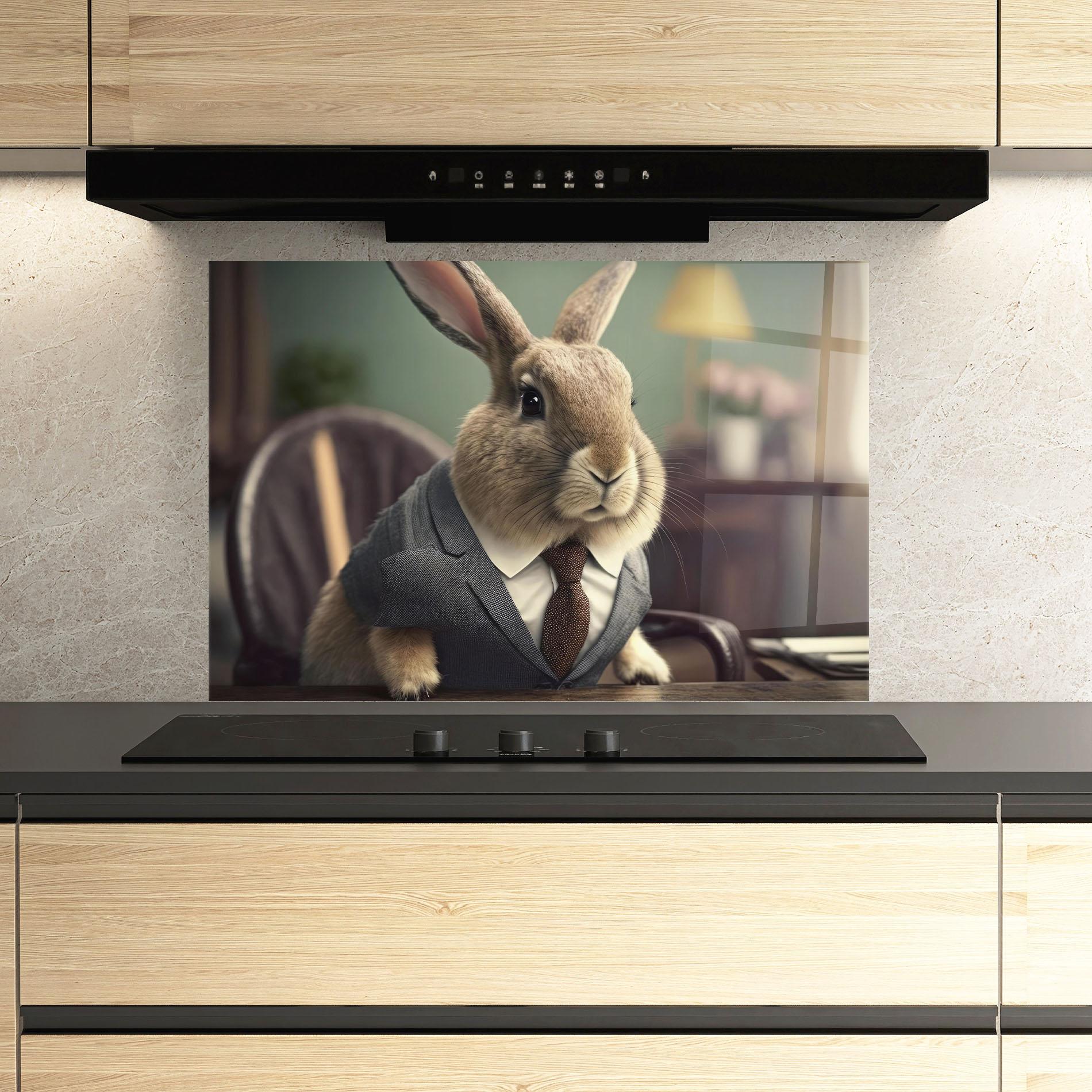 Konyhai üveg hátfal Business Suit Bunny mockup 3