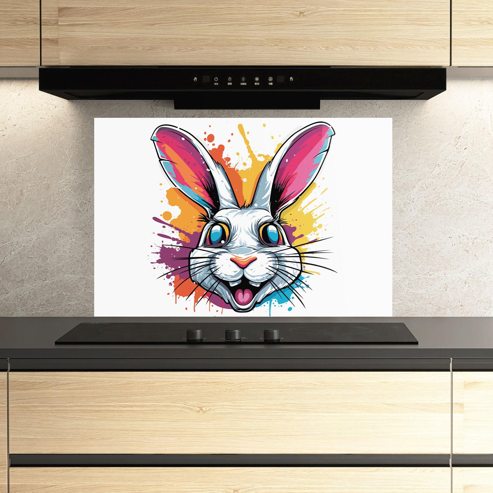 Konyhai üveg hátfal Crazy Bunny mockup 3
