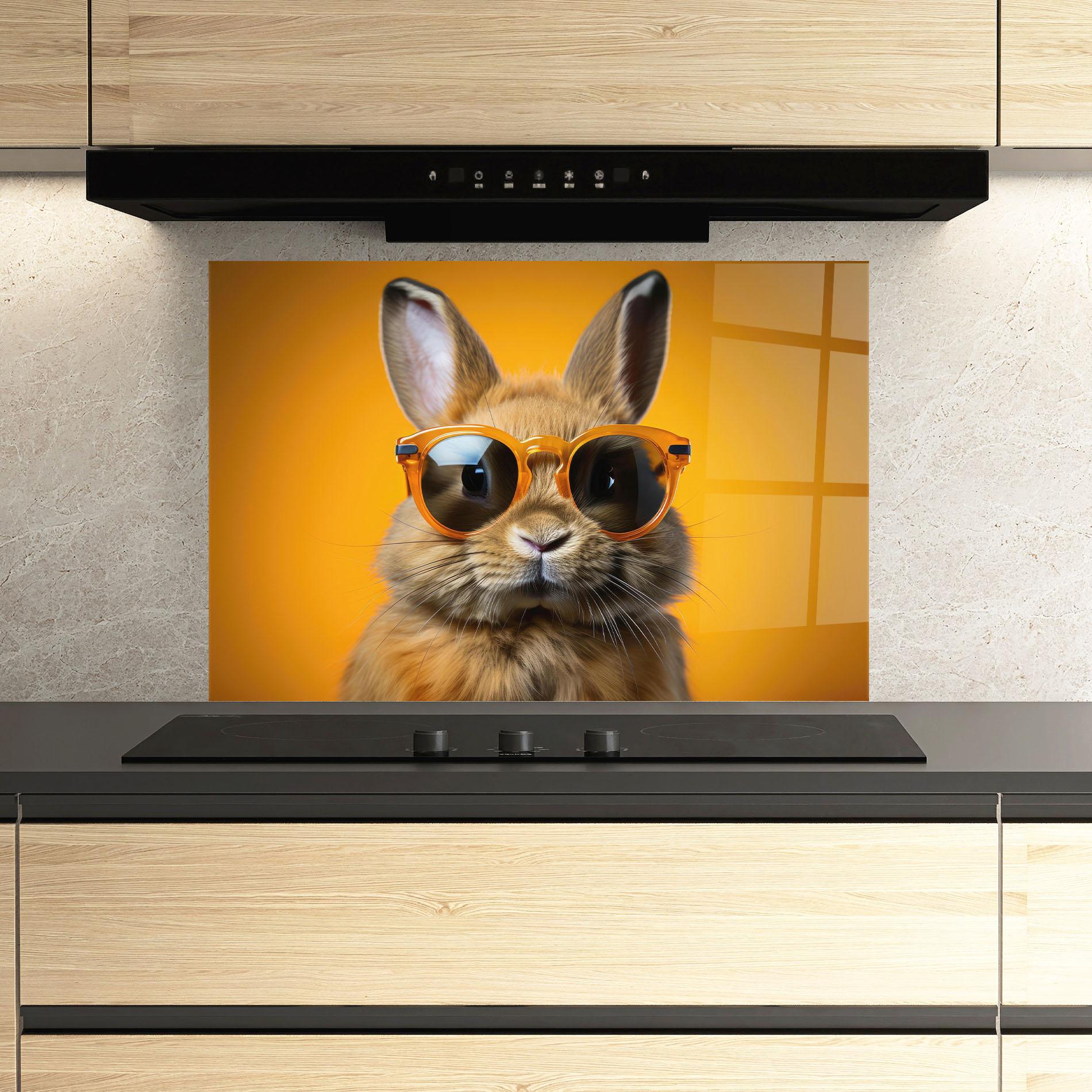 Konyhai üveg hátfal Sunglasses Orange Rabbit mockup 3