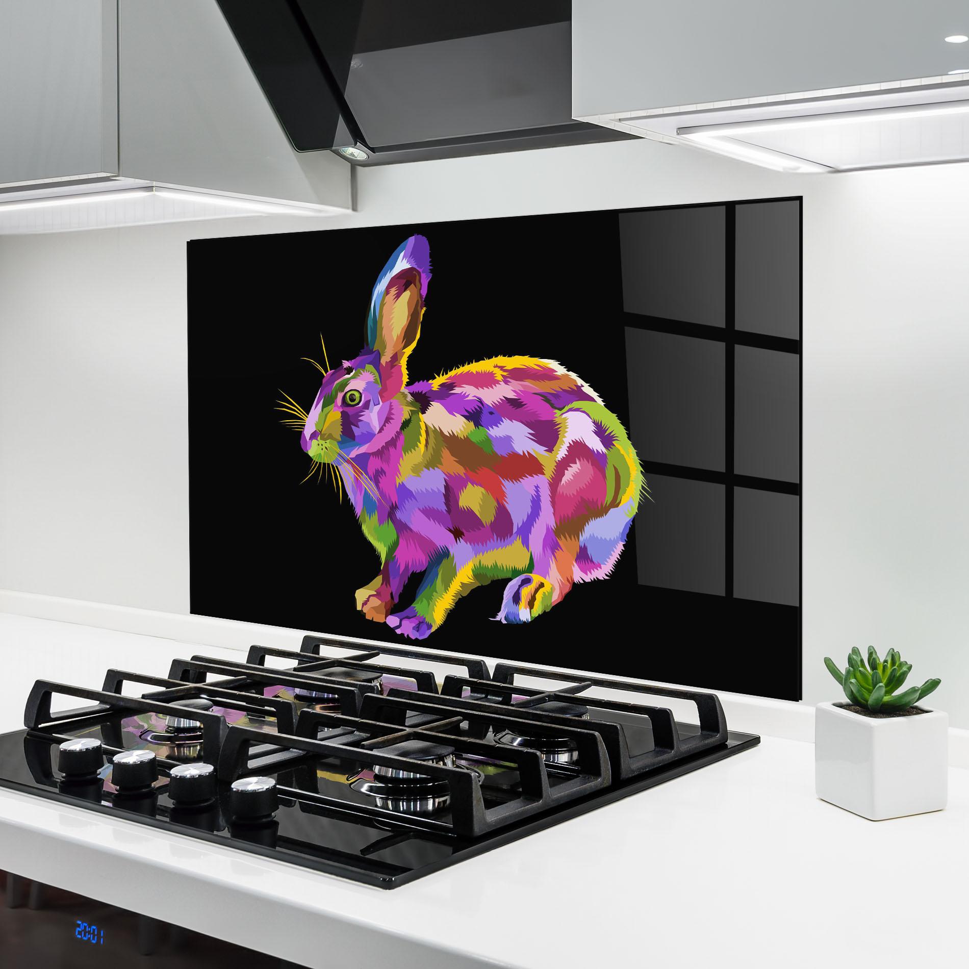 Konyhai üveg hátfal Colorful Bunny mockup 6