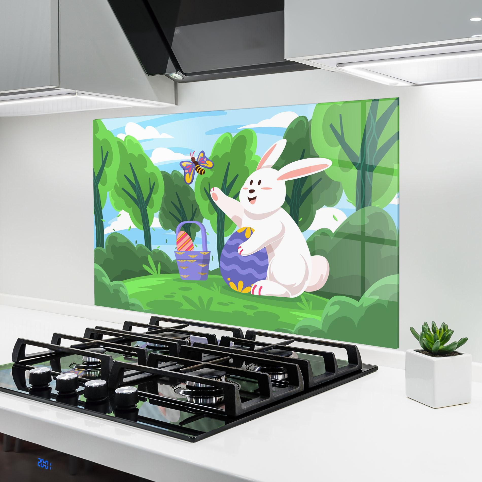 Konyhai üveg hátfal Easter Rabbit mockup 6