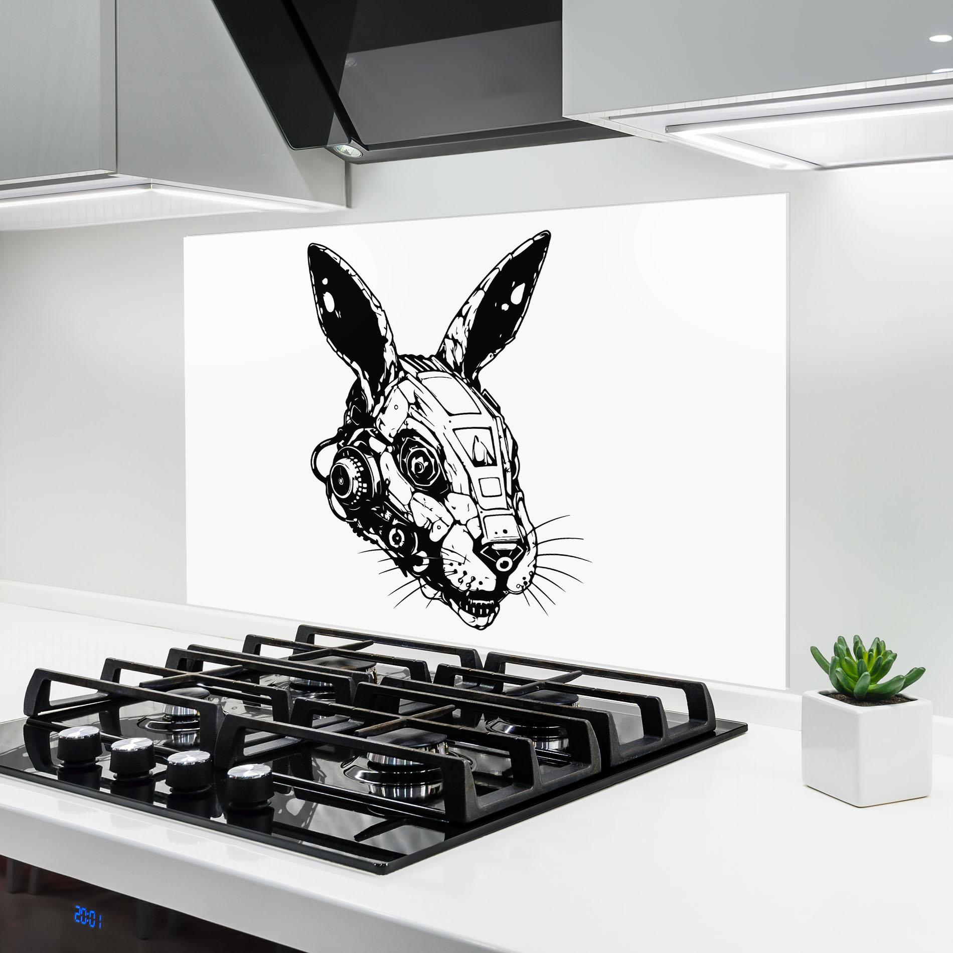 Konyhai üveg hátfal Rabbit Cyborg mockup 6