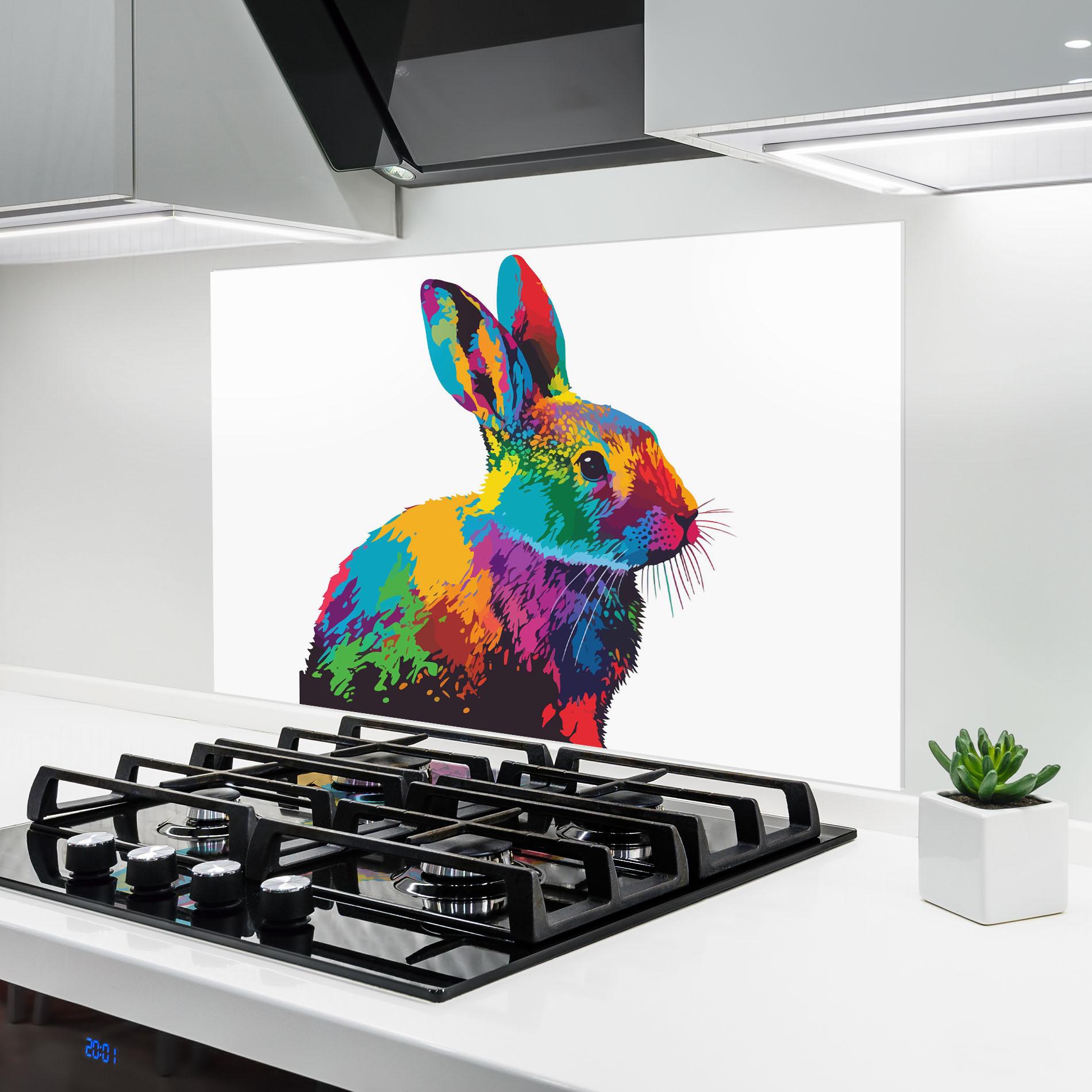 Konyhai üveg hátfal Yellow Blue Bunny mockup 6