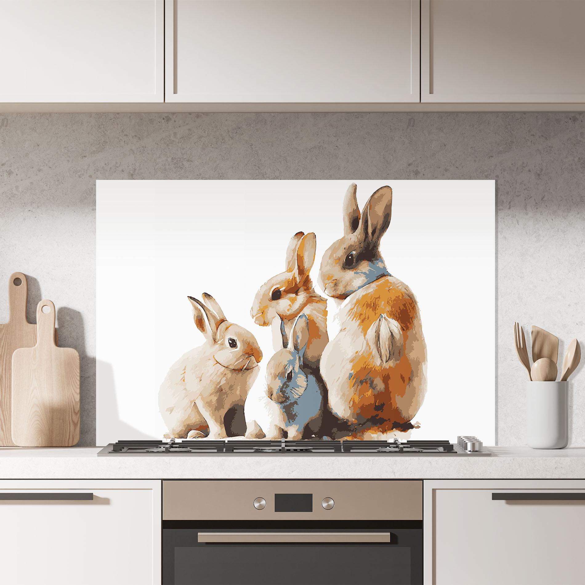 Konyhai üveg hátfal Bunny Family mockup 7