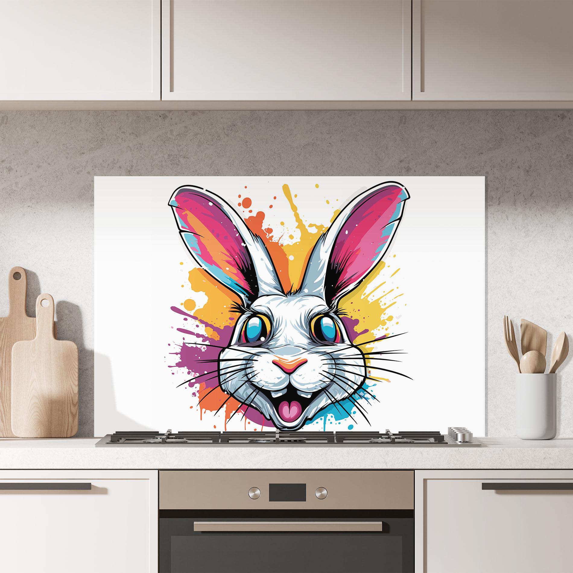 Konyhai üveg hátfal Crazy Bunny mockup 7