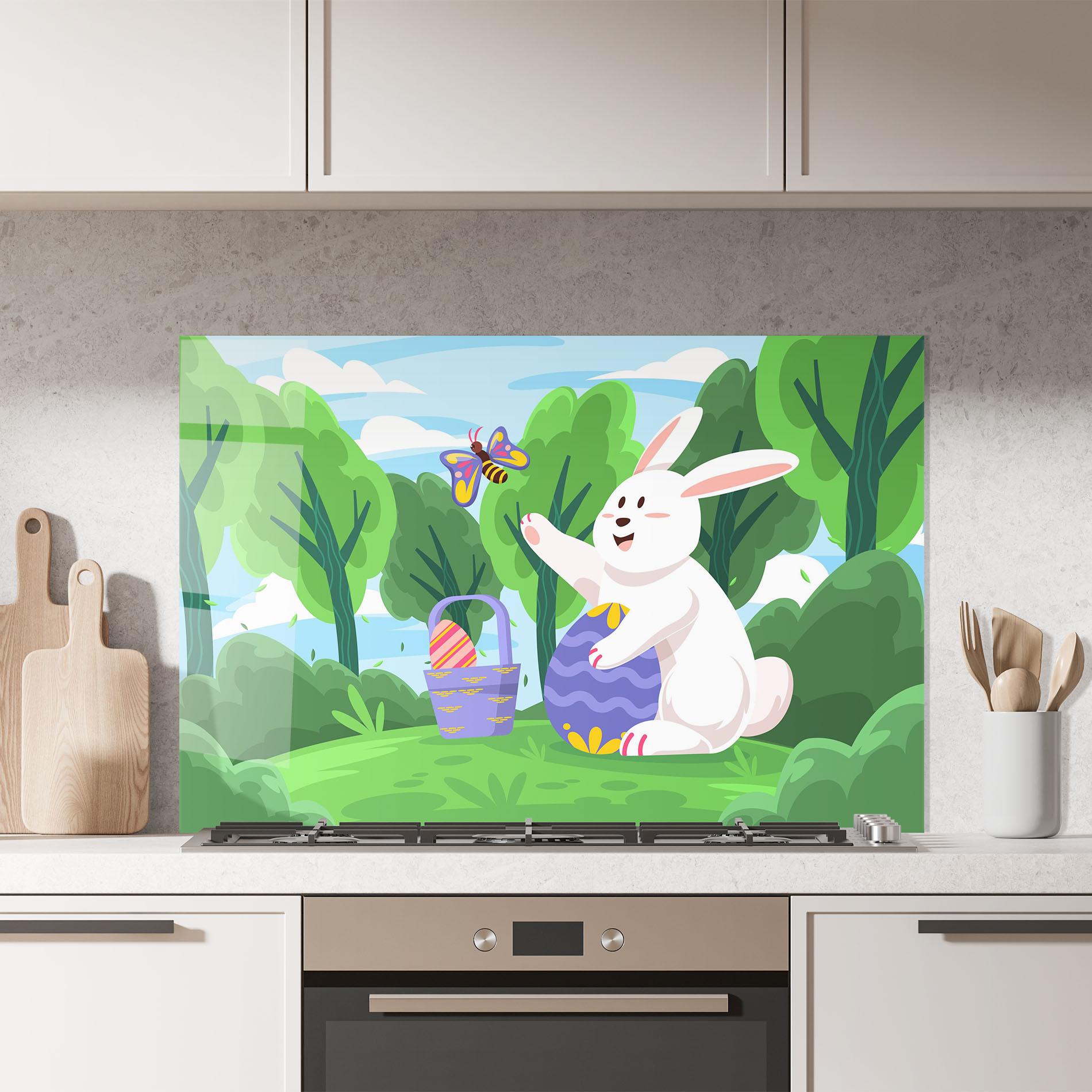 Konyhai üveg hátfal Easter Rabbit mockup 7