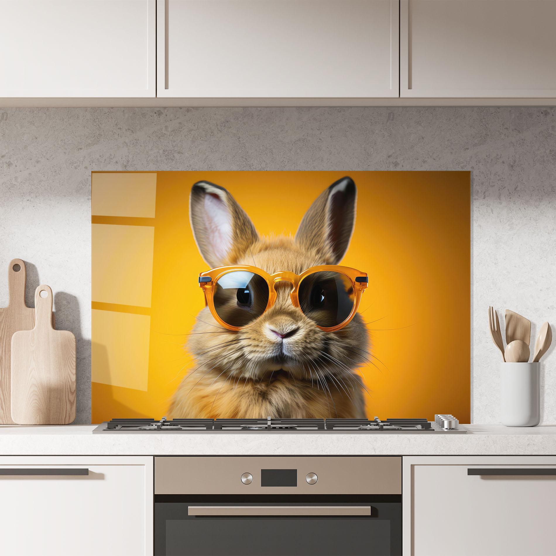 Konyhai üveg hátfal Sunglasses Orange Rabbit mockup 7