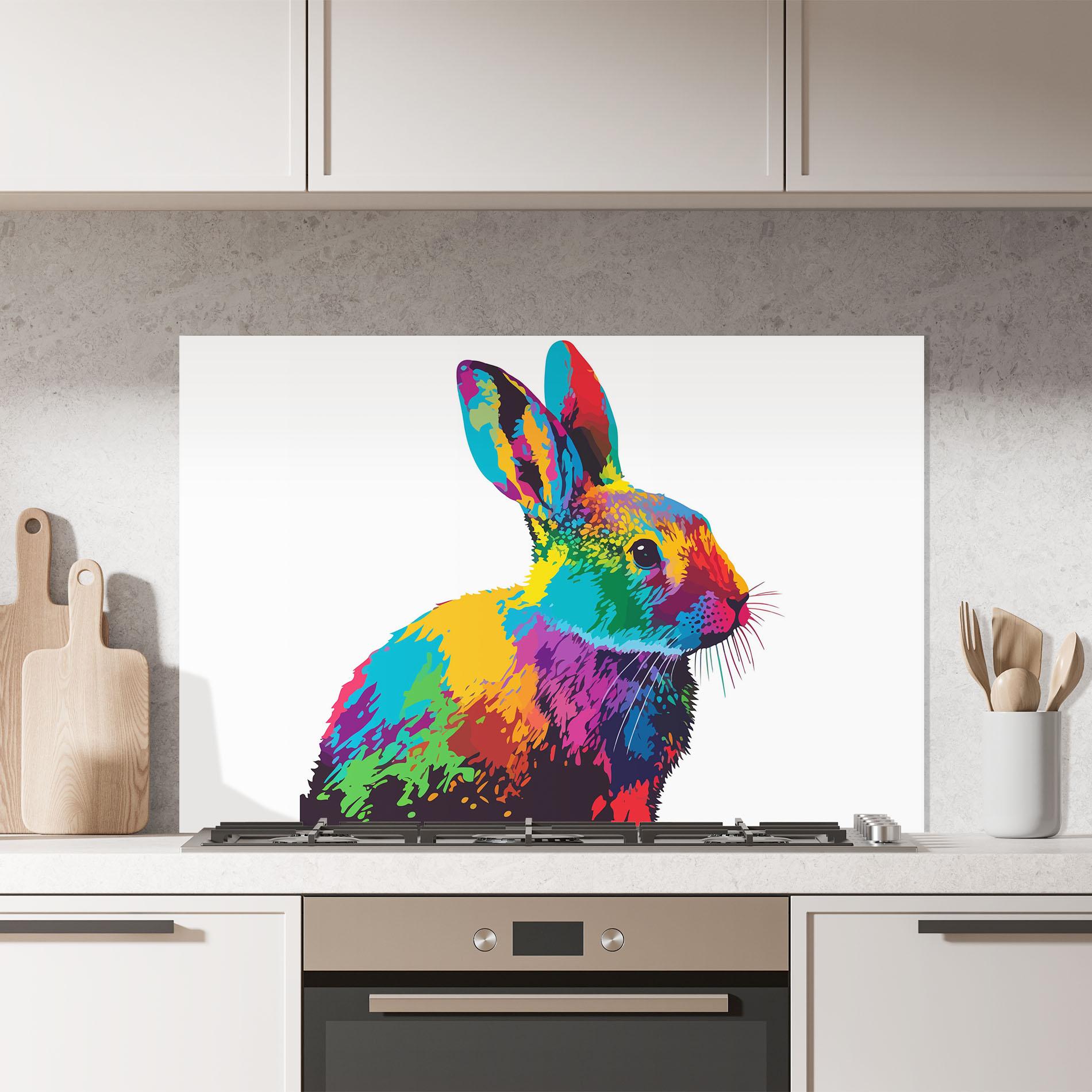 Konyhai üveg hátfal Yellow Blue Bunny mockup 7