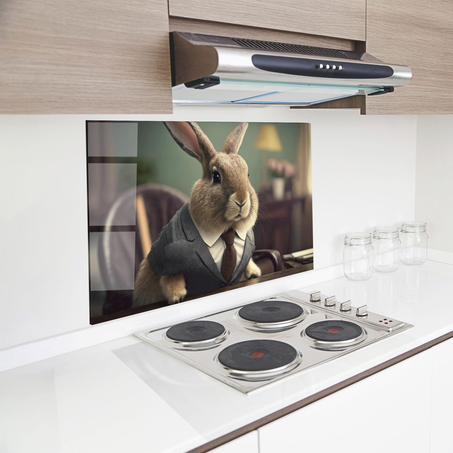 Konyhai üveg hátfal Business Suit Bunny mockup 8