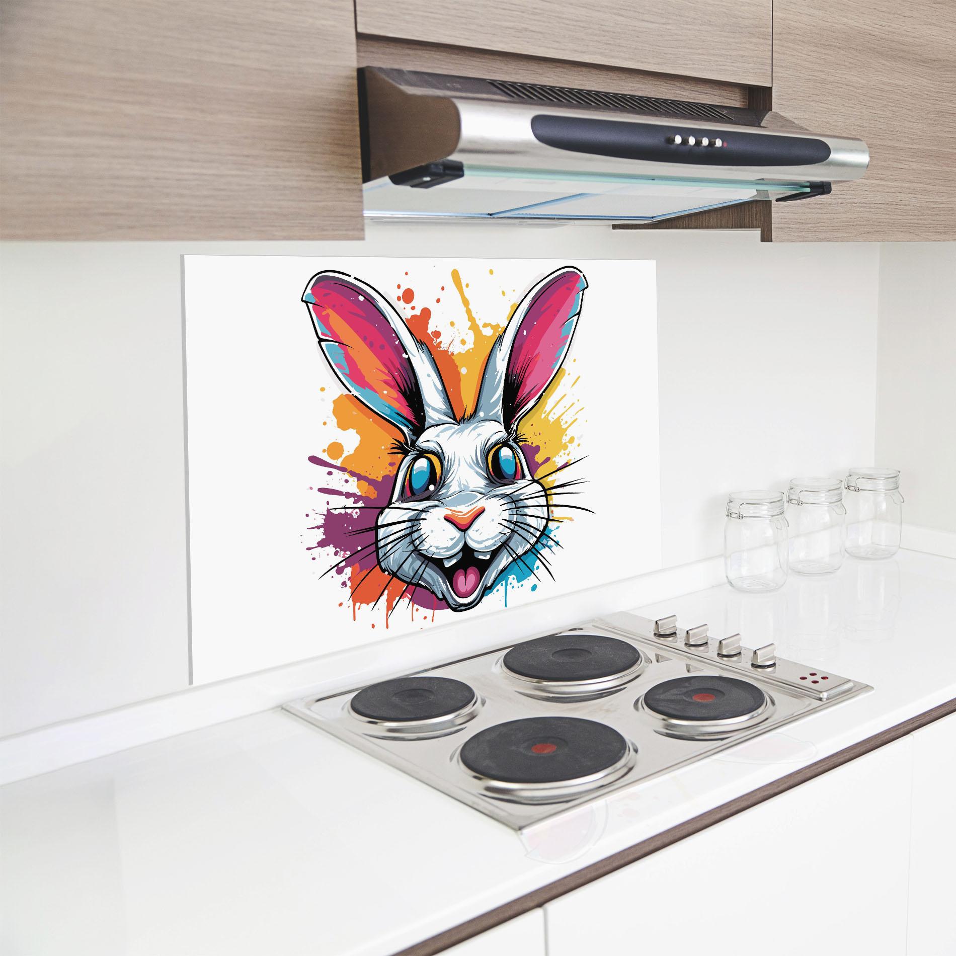Konyhai üveg hátfal Crazy Bunny mockup 8