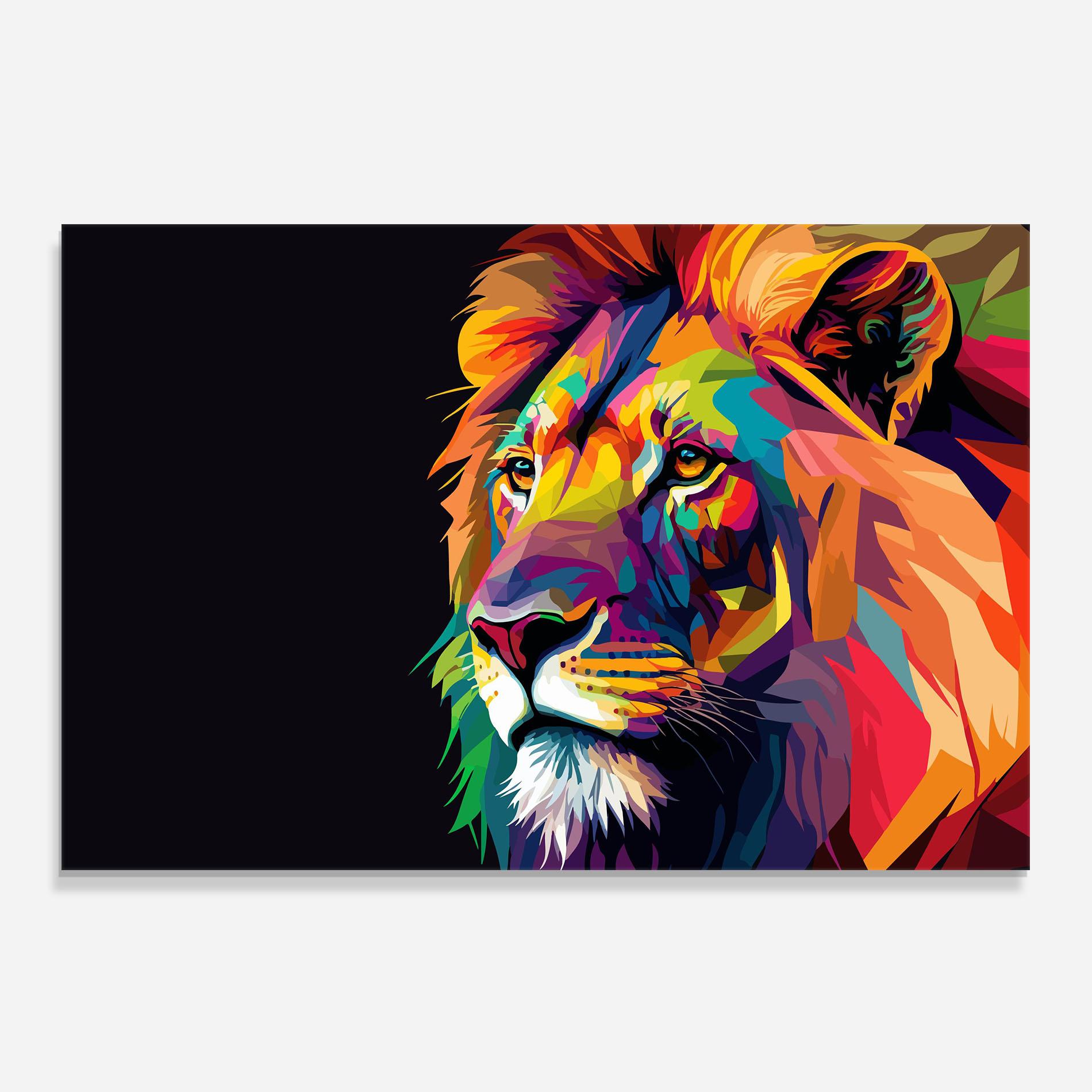 Konyhai üveg hátfal Colorful Lion mockup 0