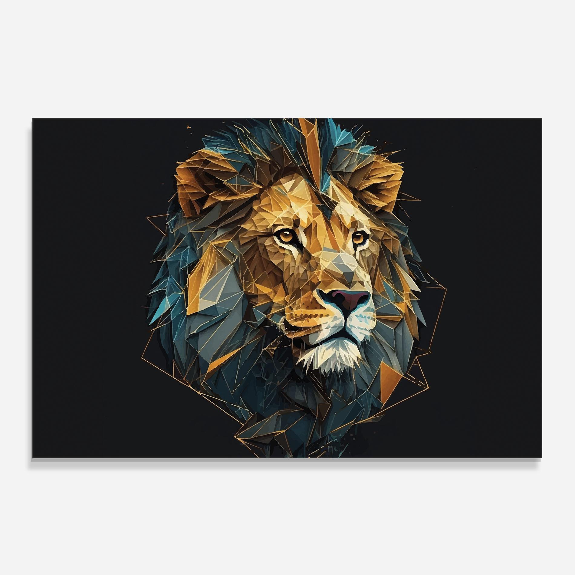 Konyhai üveg hátfal Lion On Grey mockup 0