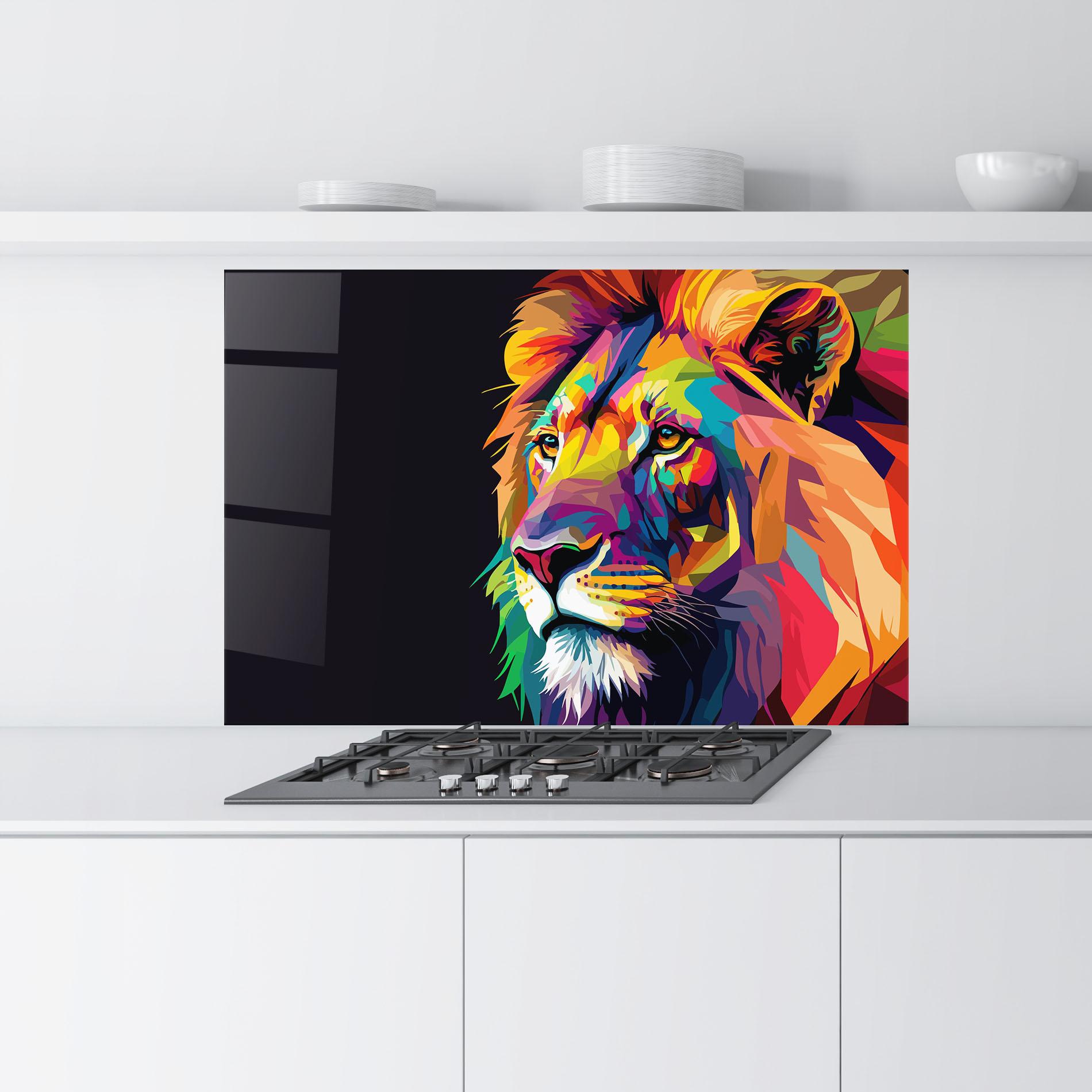 Konyhai üveg hátfal Colorful Lion mockup 9