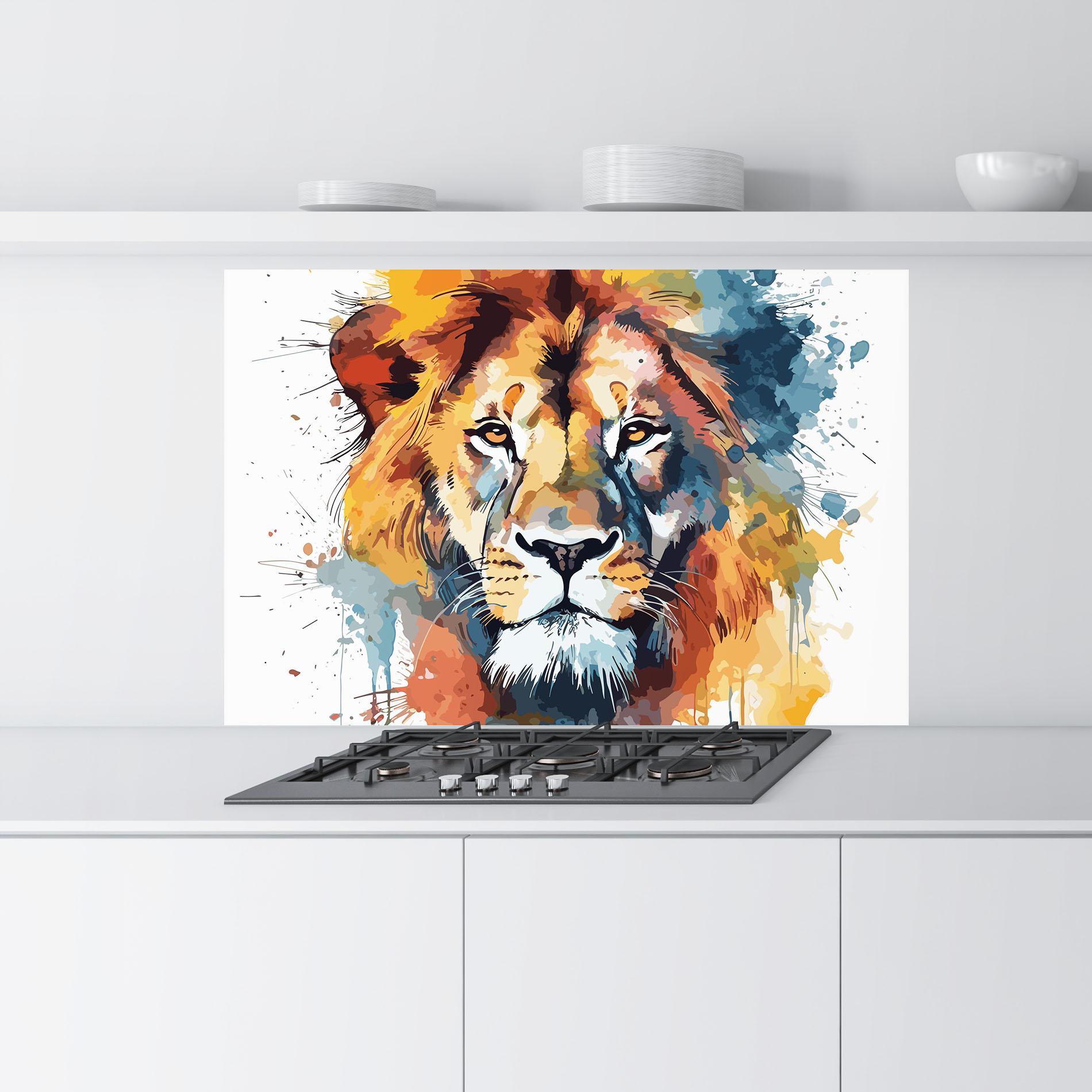 Konyhai üveg hátfal Lion Head Art mockup 9