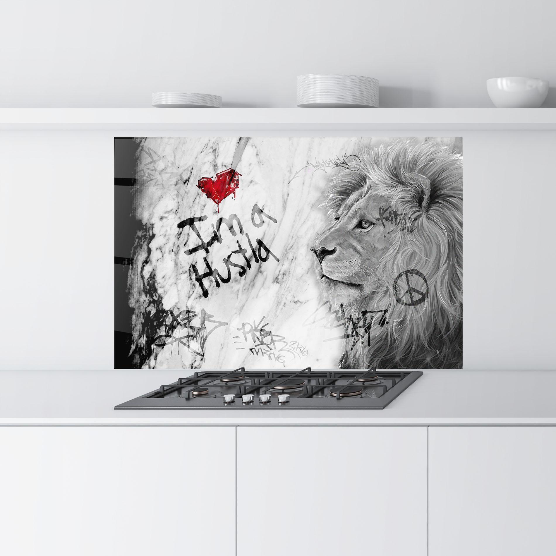 Konyhai üveg hátfal Lion Hustler mockup 9
