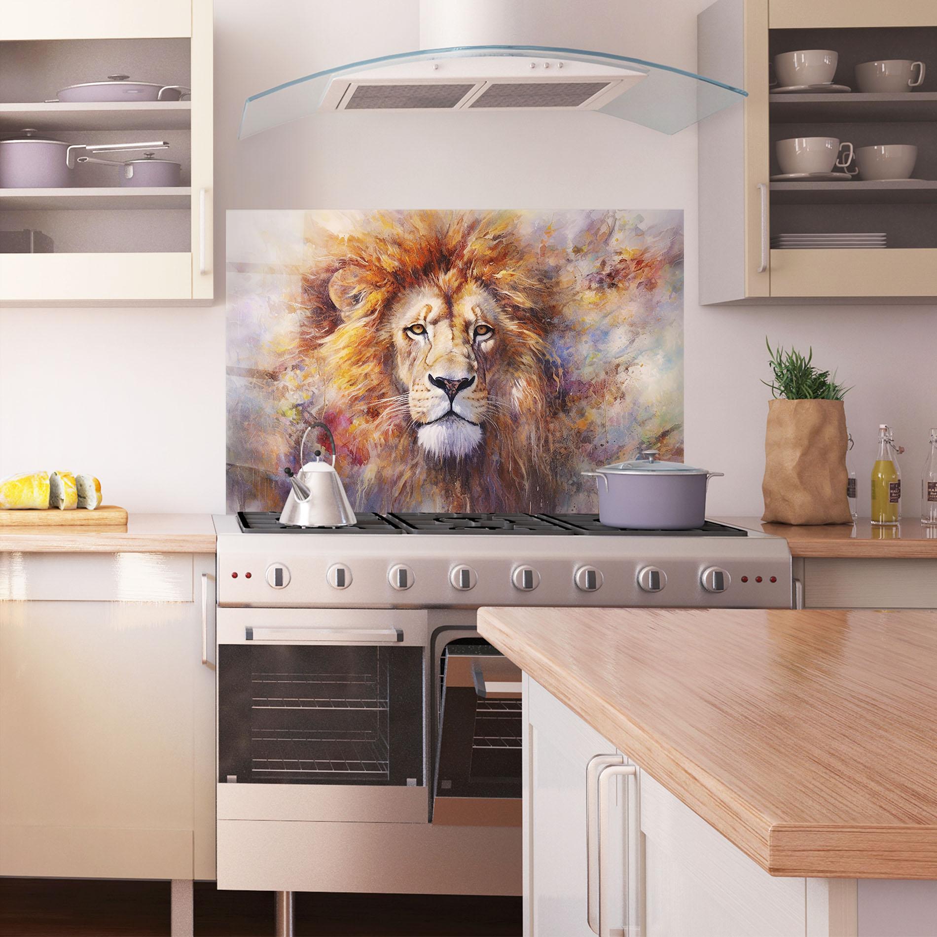 Konyhai üveg hátfal Abstract Lion Head mockup 1