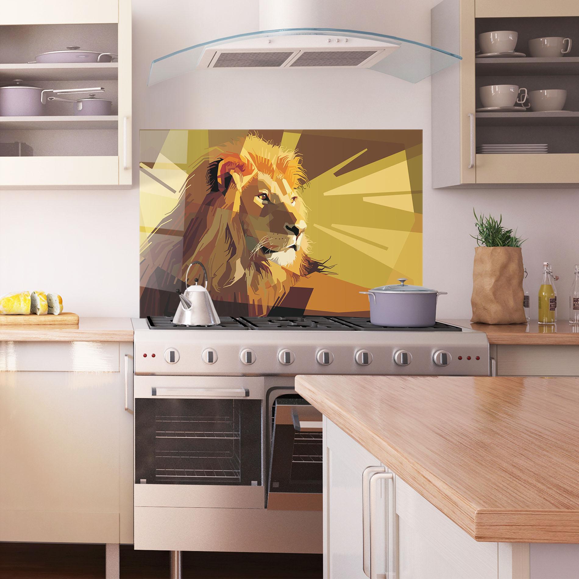 Konyhai üveg hátfal Lion Art mockup 1