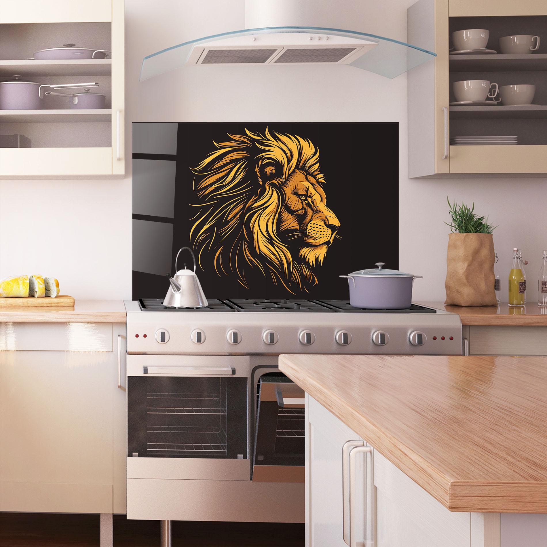 Konyhai üveg hátfal Lion Symbol mockup 1
