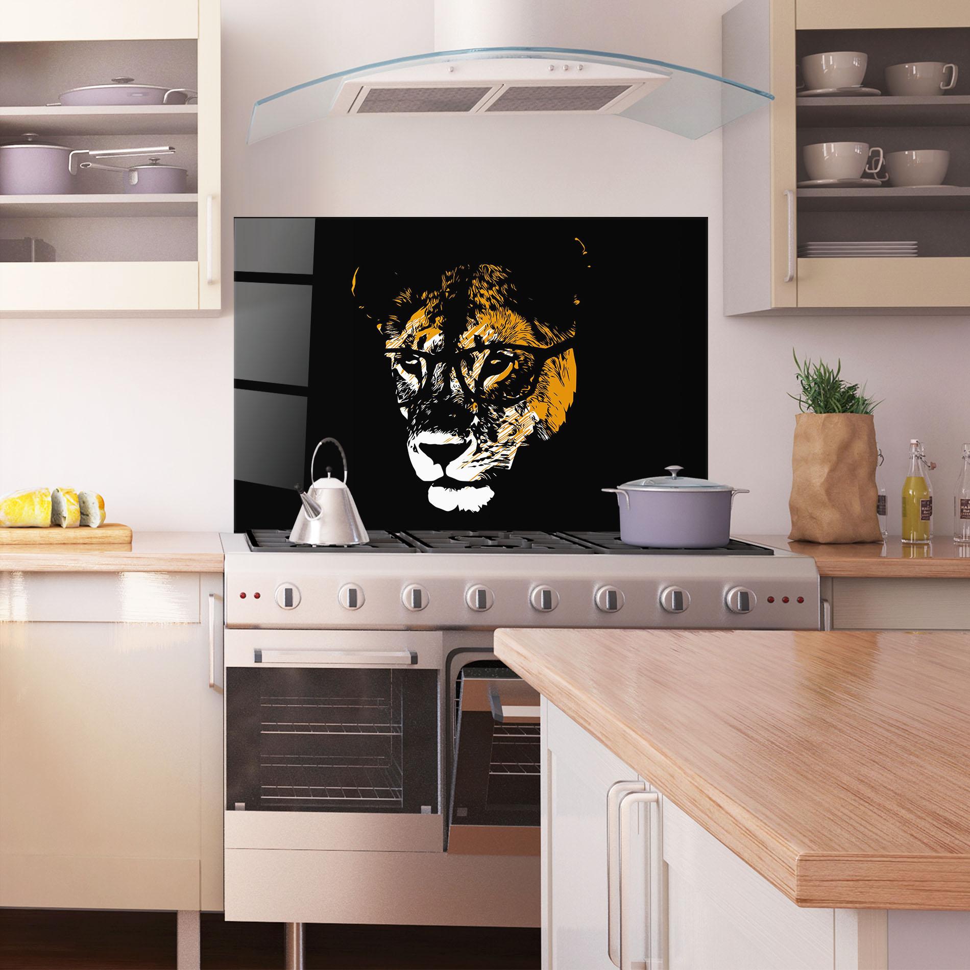 Konyhai üveg hátfal Lion With Glasses mockup 1