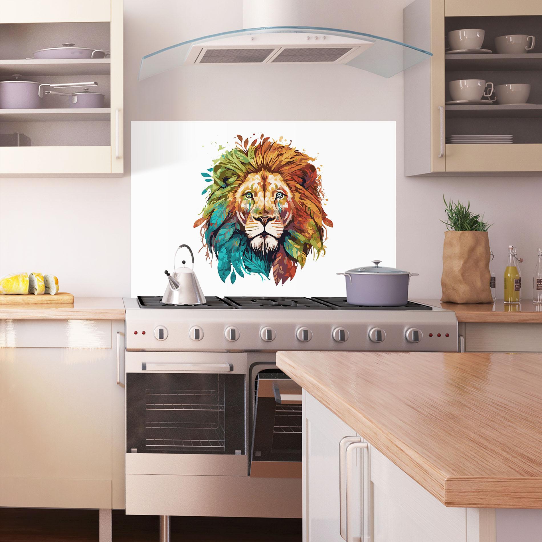 Konyhai üveg hátfal Nature Lion mockup 1