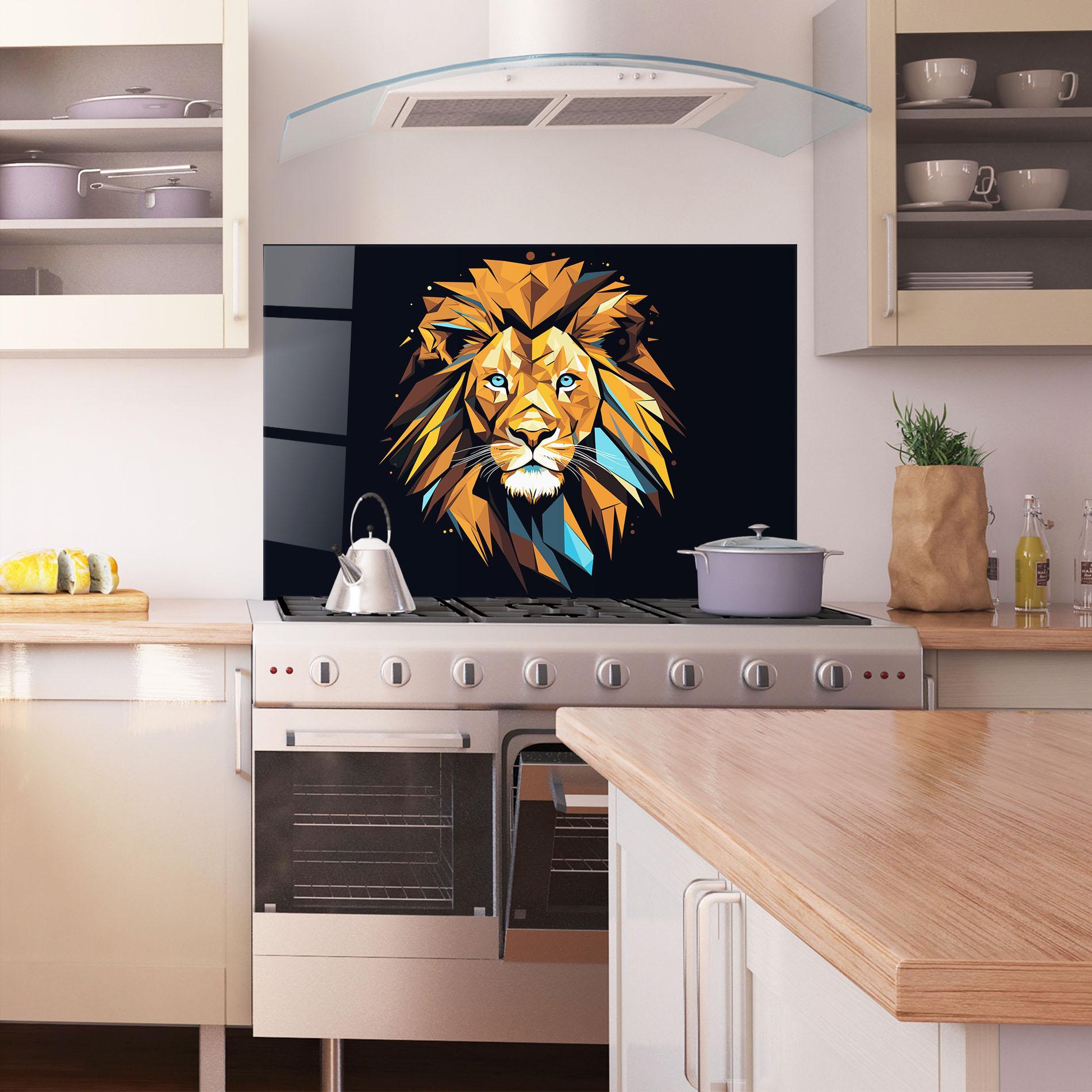 Konyhai üveg hátfal Pop Art Lion mockup 1