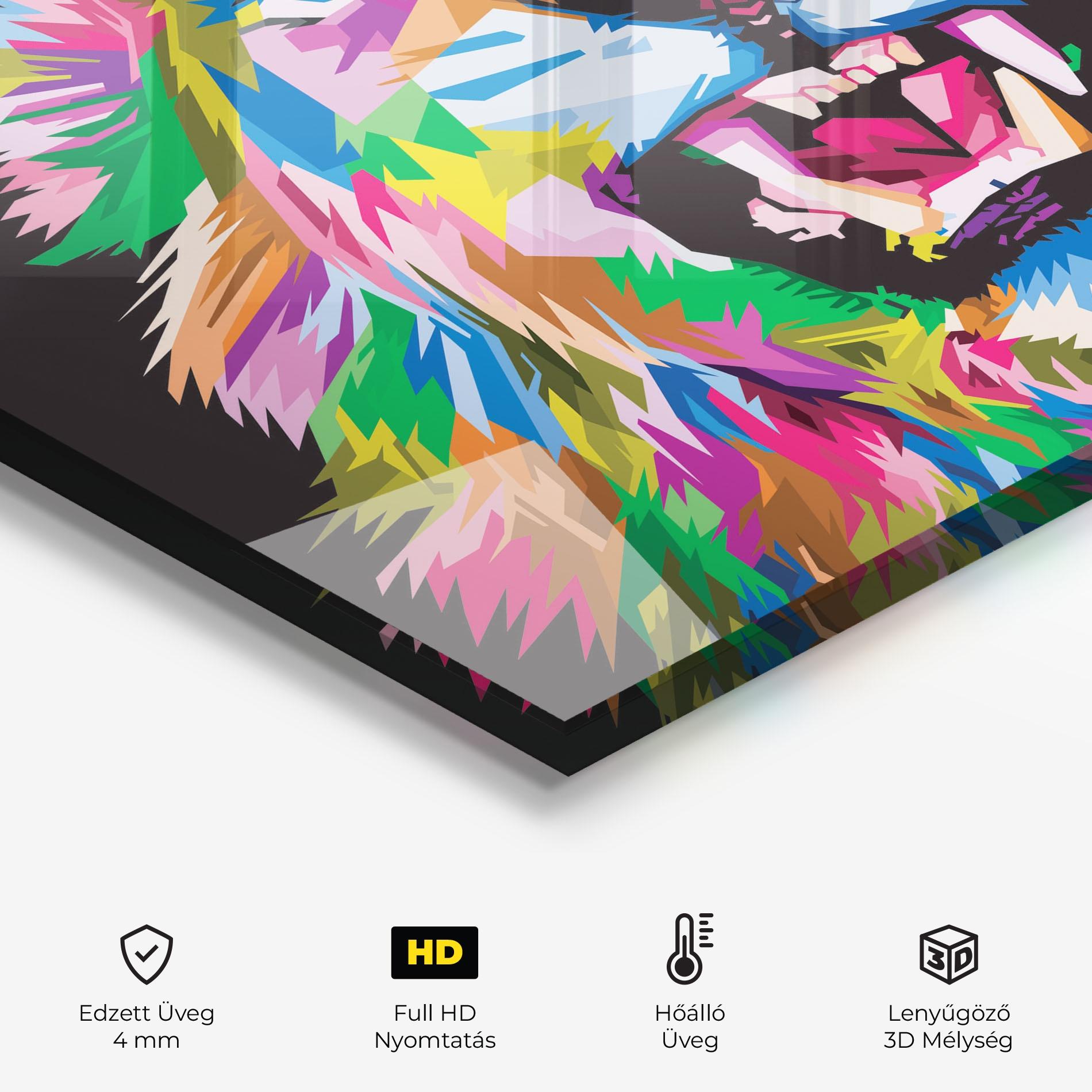 Konyhai üveg hátfal Angry Lion Eyes mockup 2