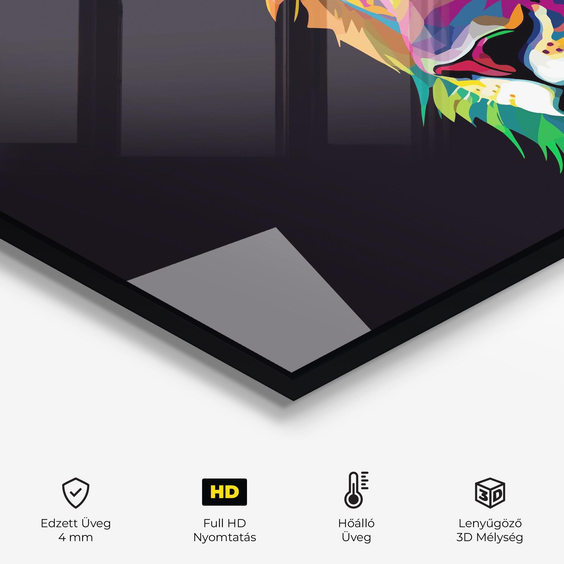 Konyhai üveg hátfal Colorful Lion mockup 2