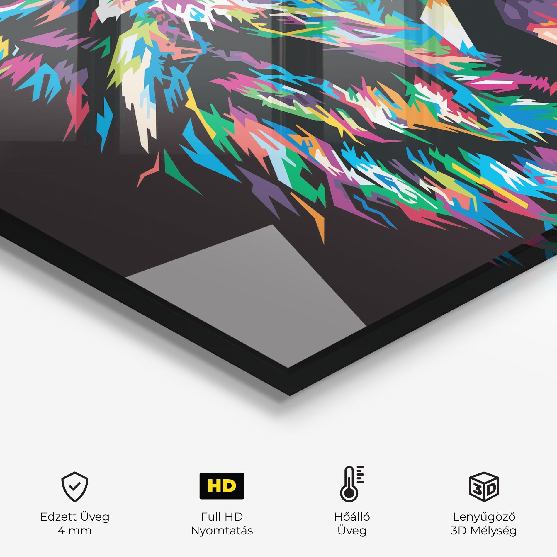 Konyhai üveg hátfal Green Blue Lion mockup 2