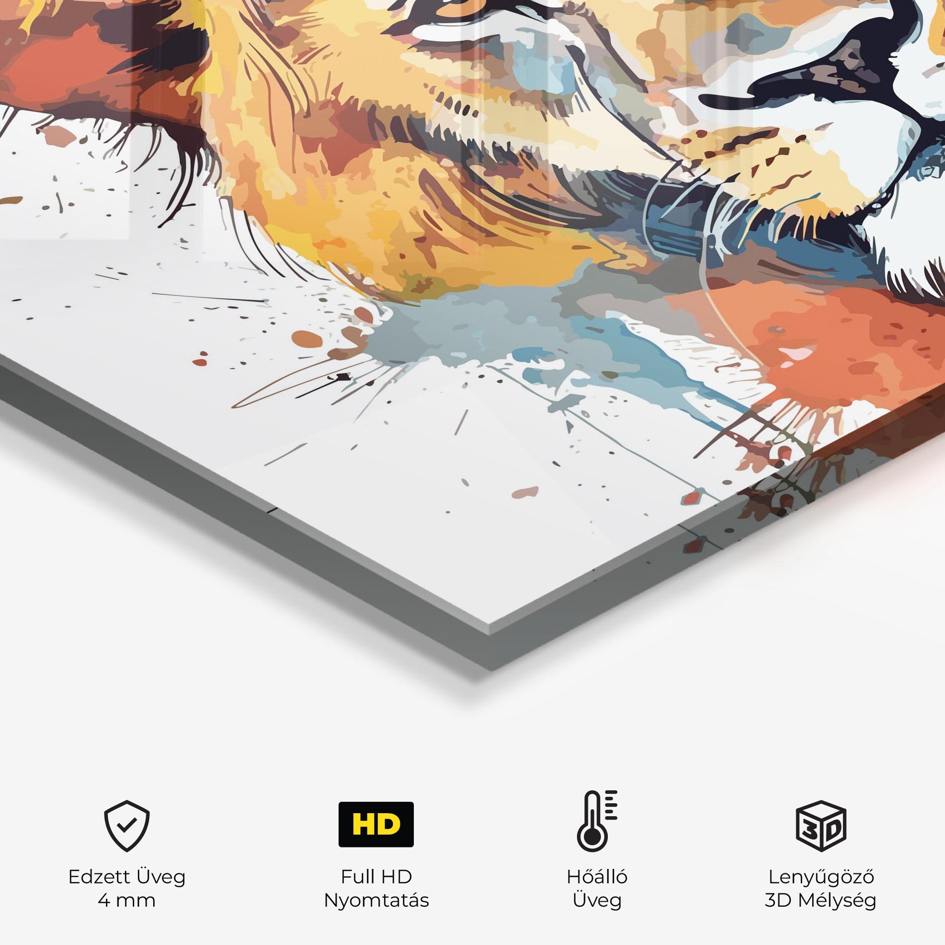 Konyhai üveg hátfal Lion Head Art mockup 2