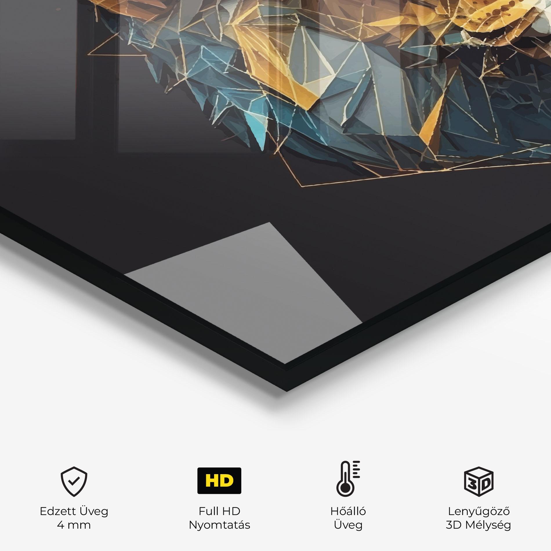 Konyhai üveg hátfal Lion On Grey mockup 2