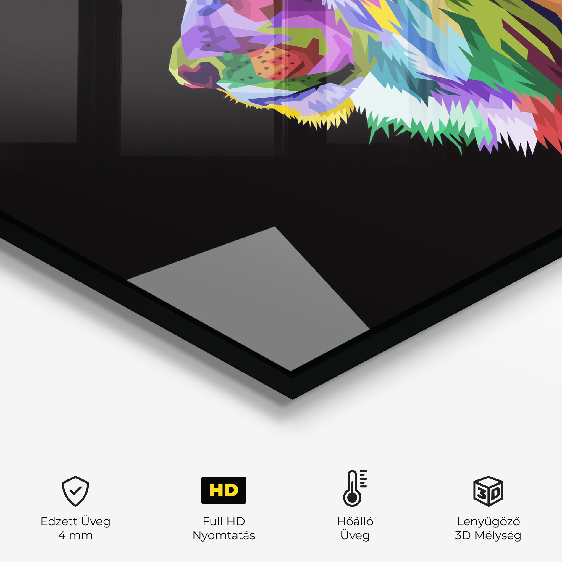 Konyhai üveg hátfal Lion Standing mockup 2