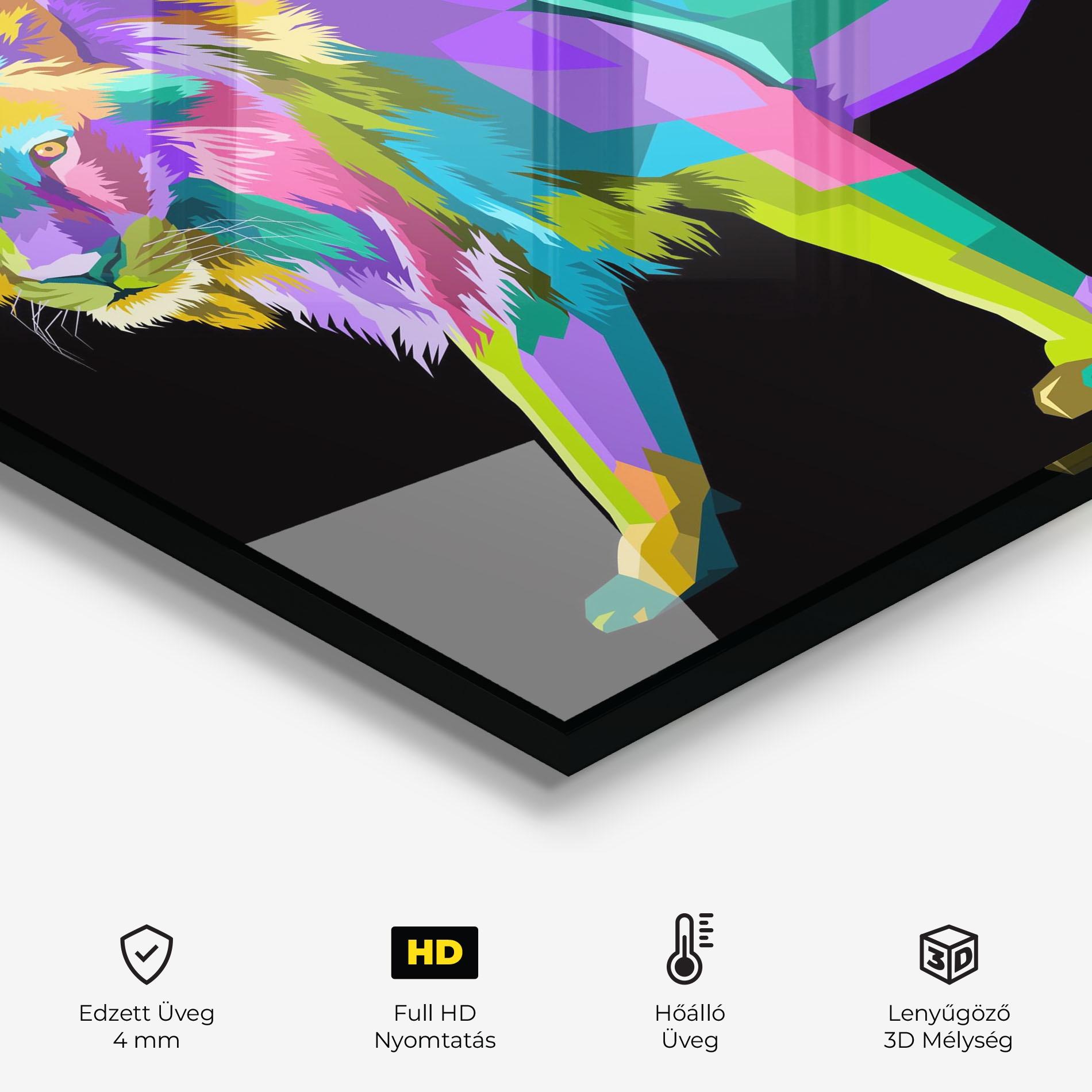 Konyhai üveg hátfal Lion Walking mockup 2