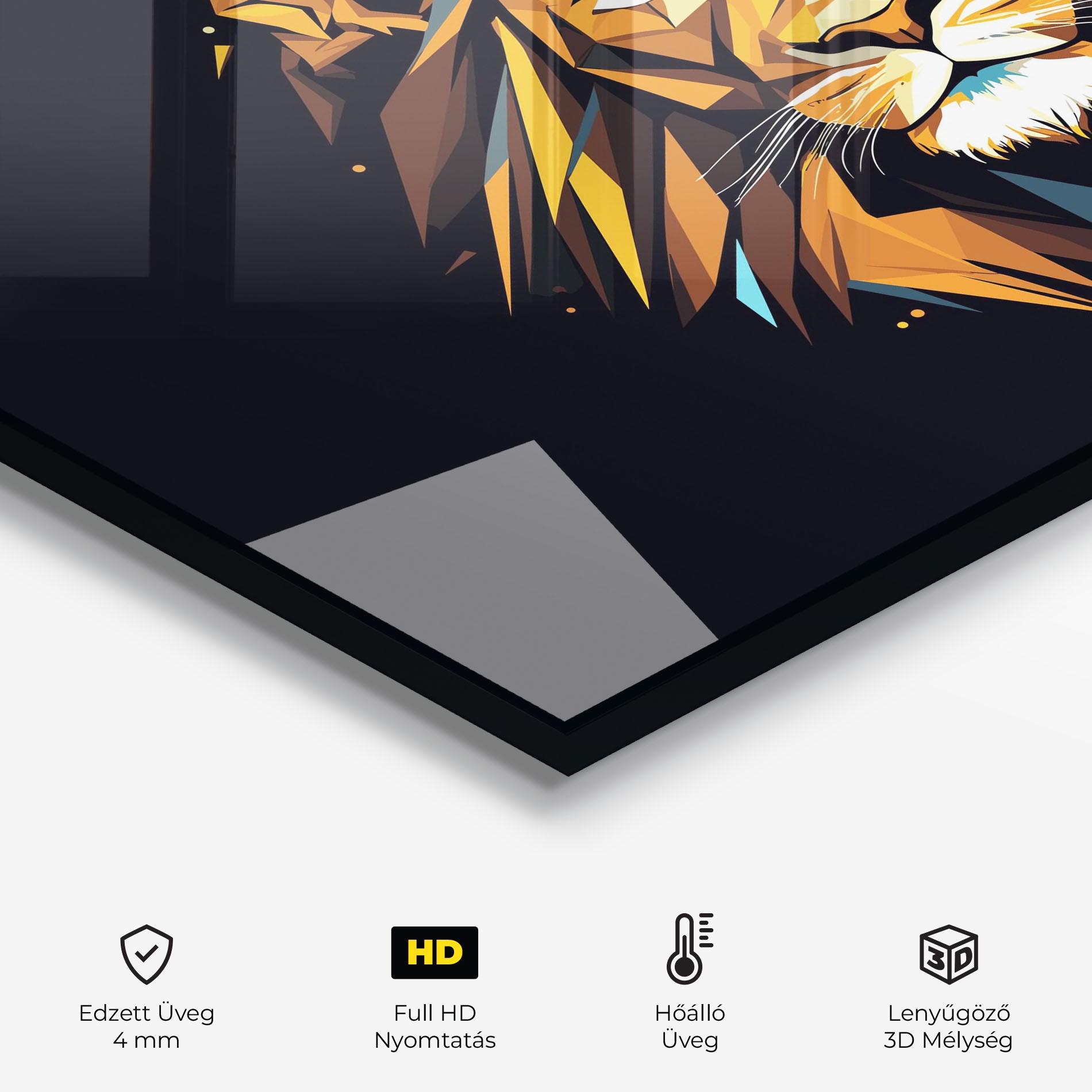 Konyhai üveg hátfal Pop Art Lion mockup 2