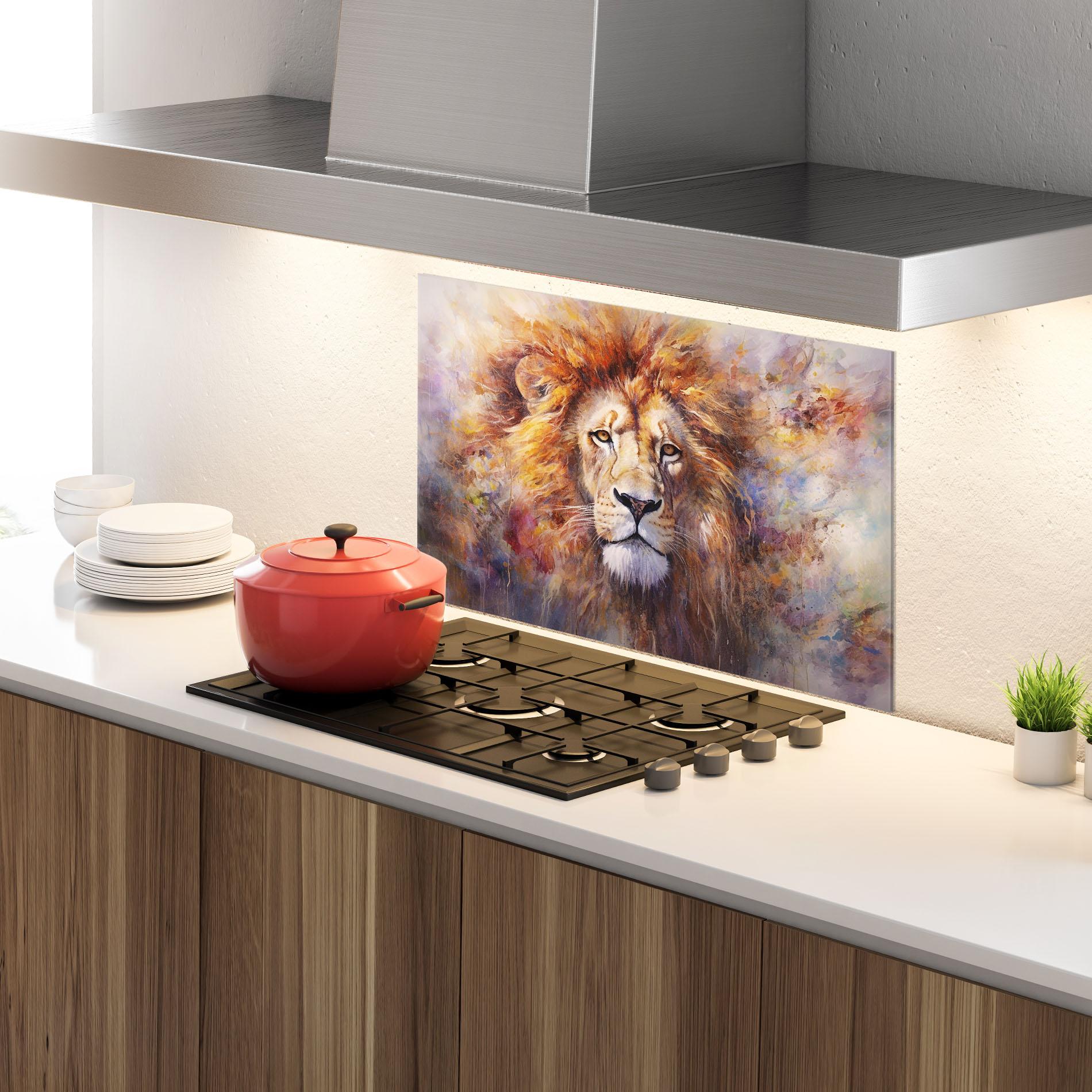 Konyhai üveg hátfal Abstract Lion Head mockup 4