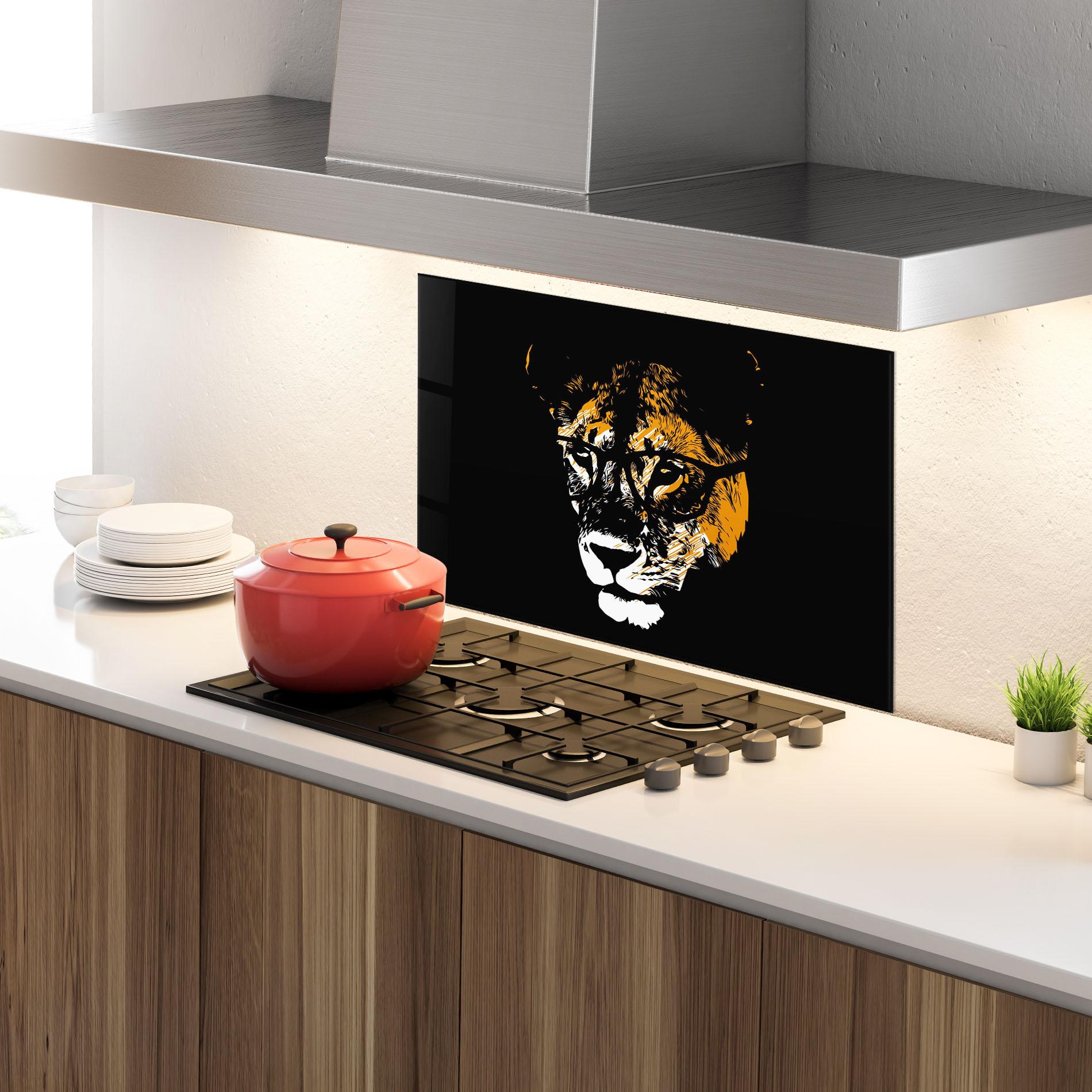 Konyhai üveg hátfal Lion With Glasses mockup 4