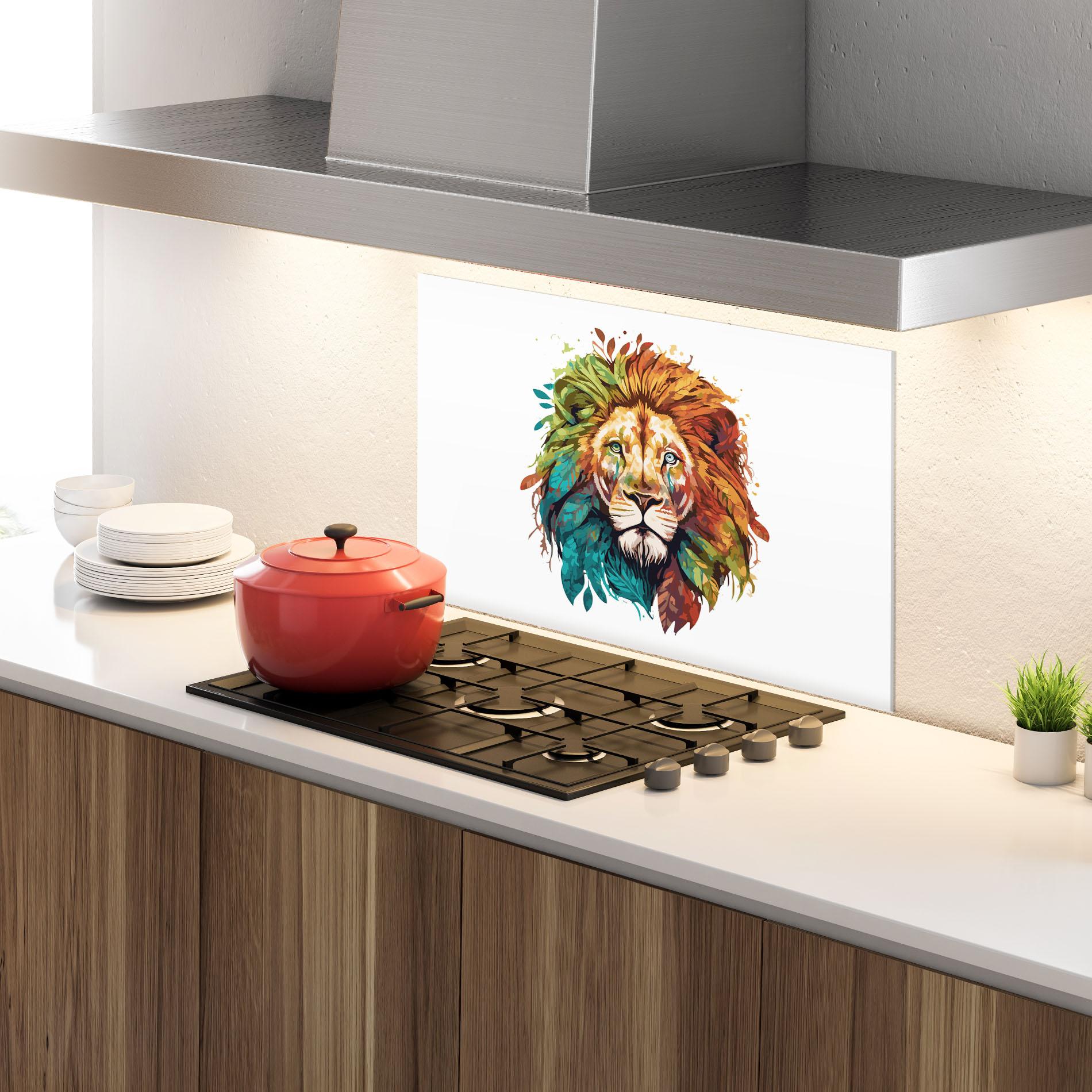 Konyhai üveg hátfal Nature Lion mockup 4