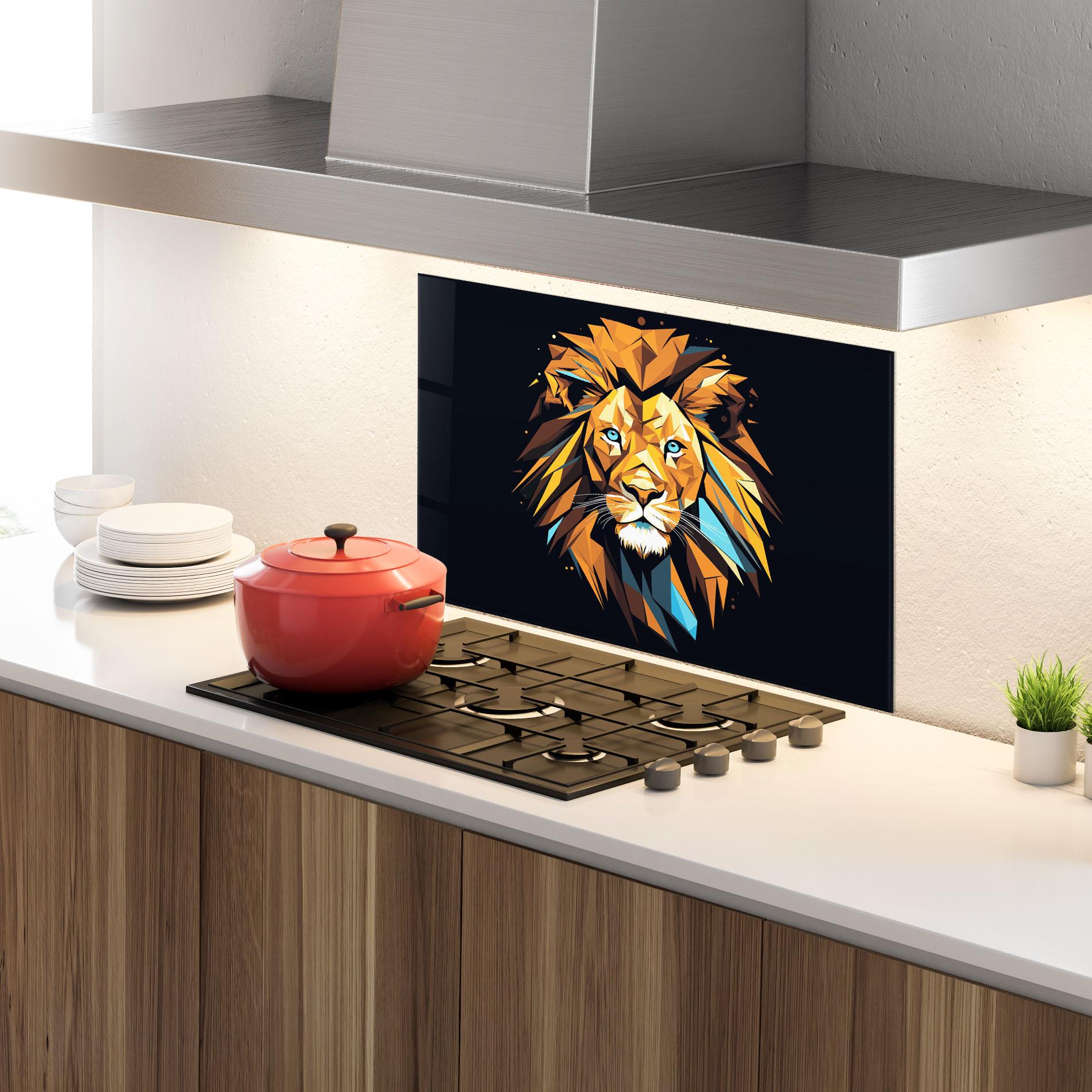 Konyhai üveg hátfal Pop Art Lion mockup 4