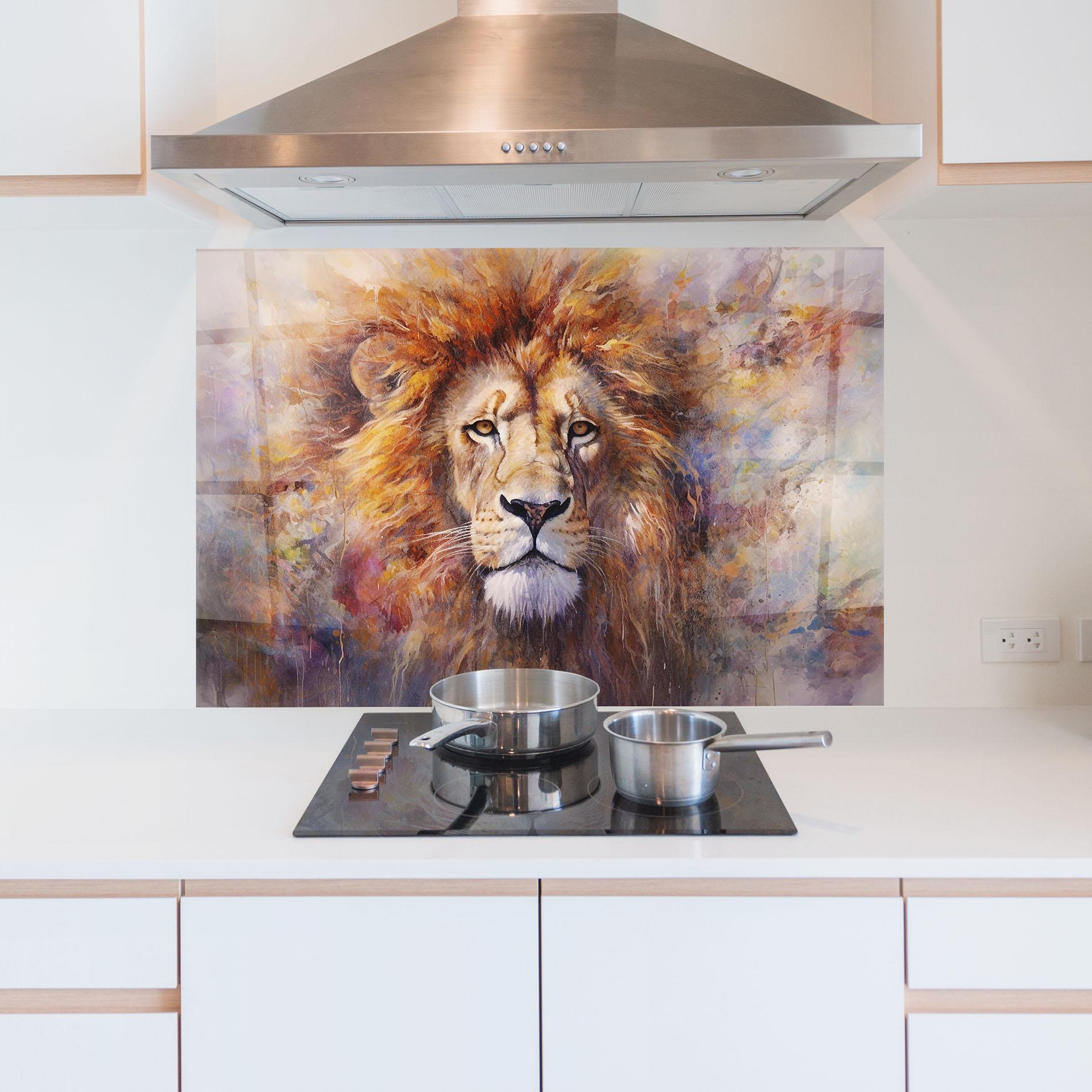 Konyhai üveg hátfal Abstract Lion Head mockup 5